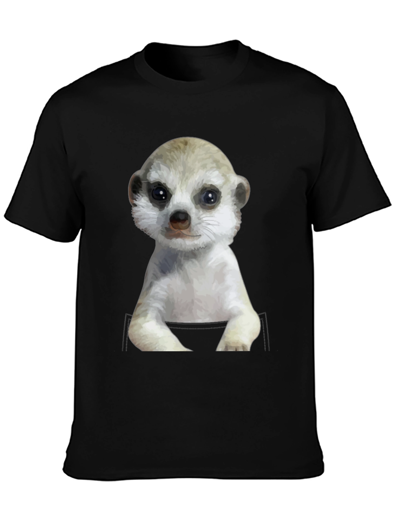 Black Meerkat in Pocket Graphic Tee - Cute Animal T-Shirt view 3