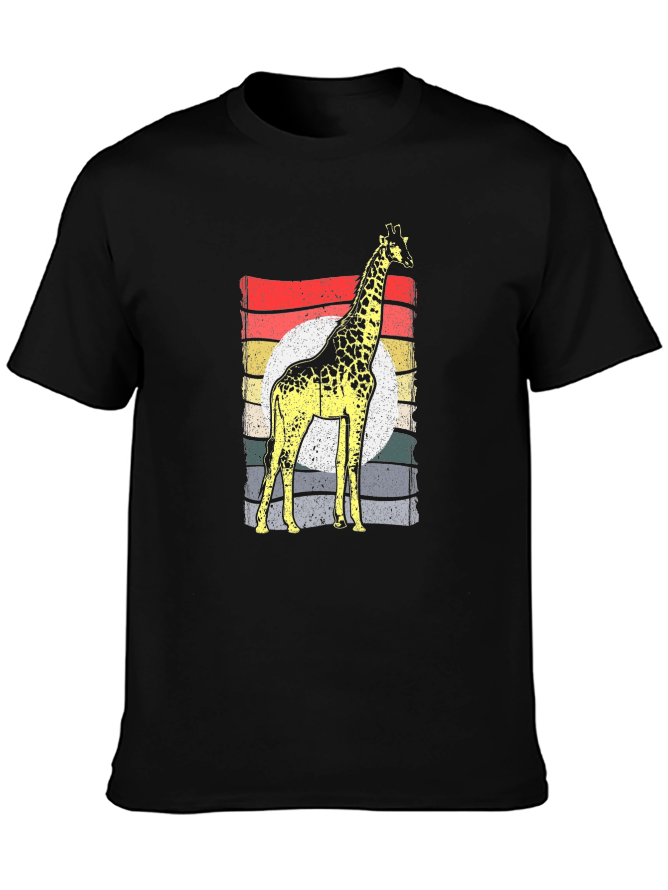 Black Retro Giraffe Graphic Tee - Unisex Cotton Shirt view 3