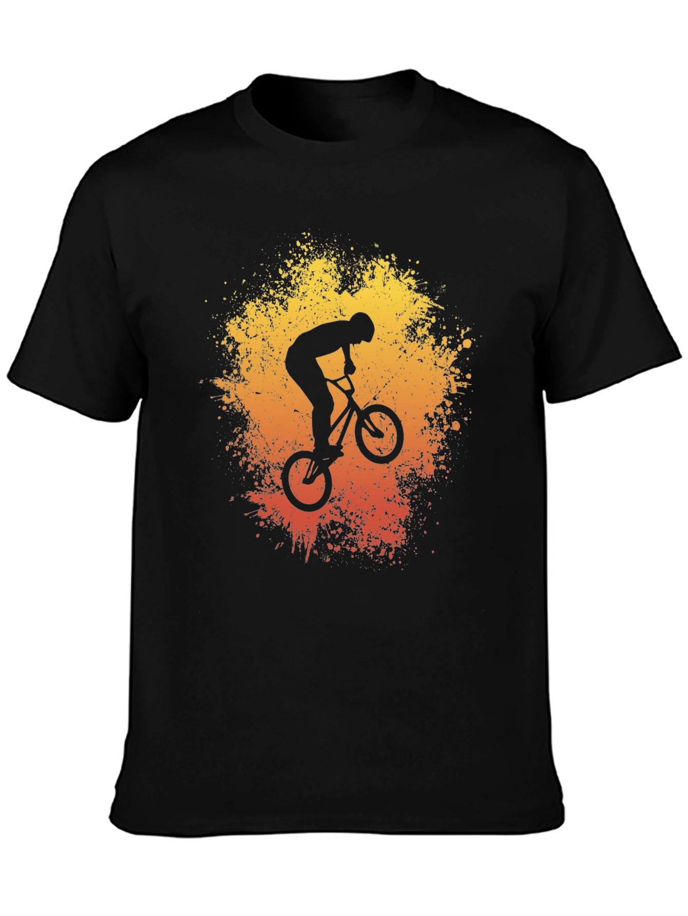 Black BMX Rider Graphic Tee - Stunt Bike Art Shirt view 3