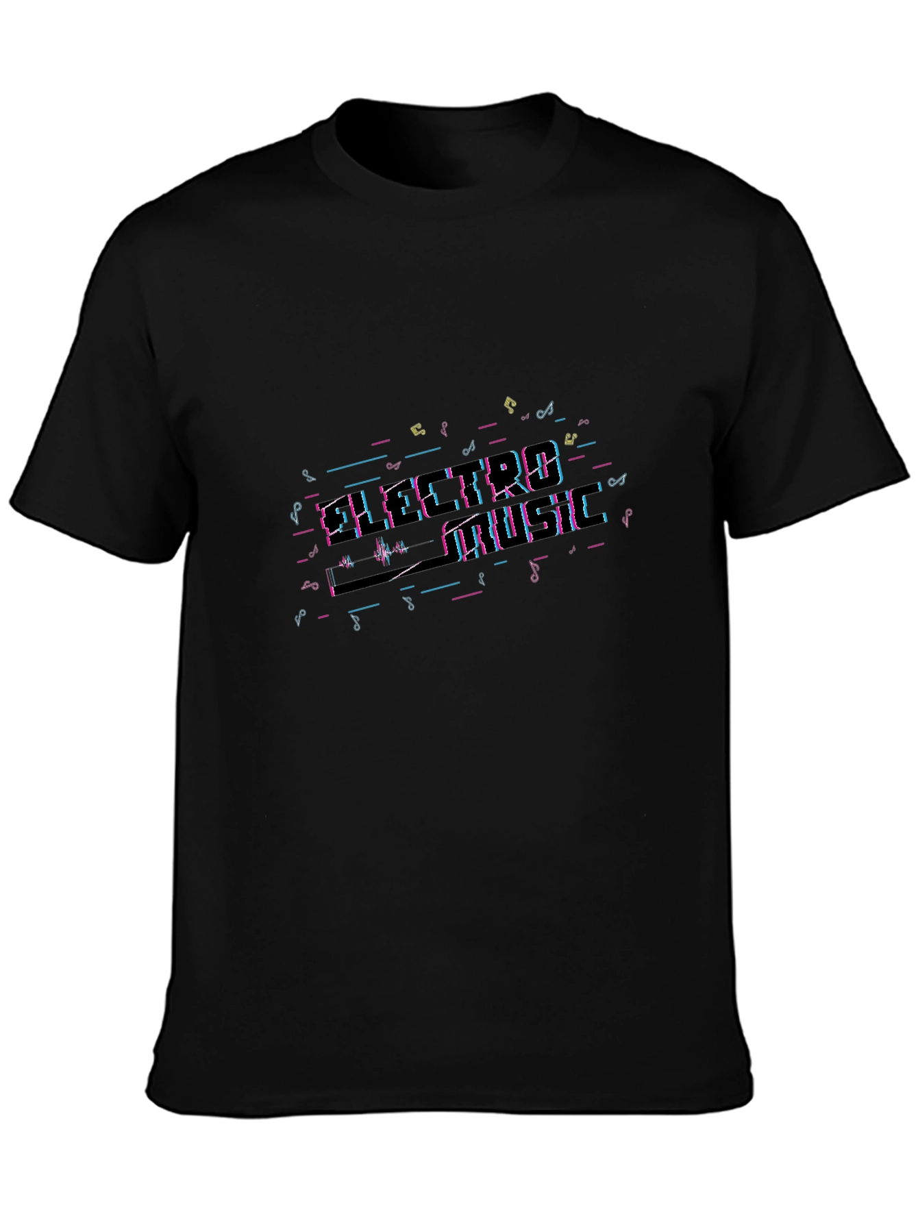 Black Electro Music T-Shirt - Black Crew Neck Tee view 3