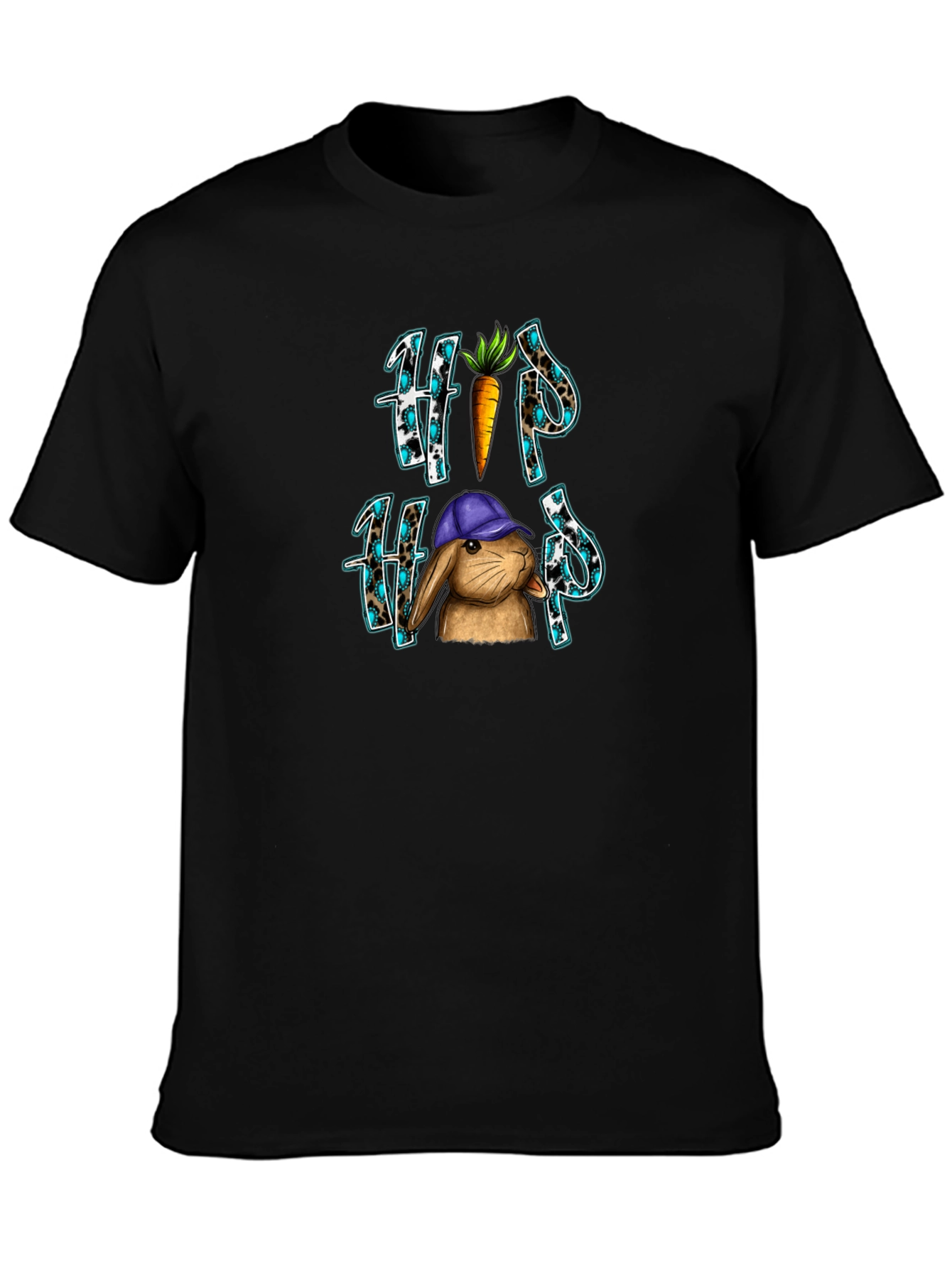 Black Hip Hop Rabbit Graphic Tee view 3