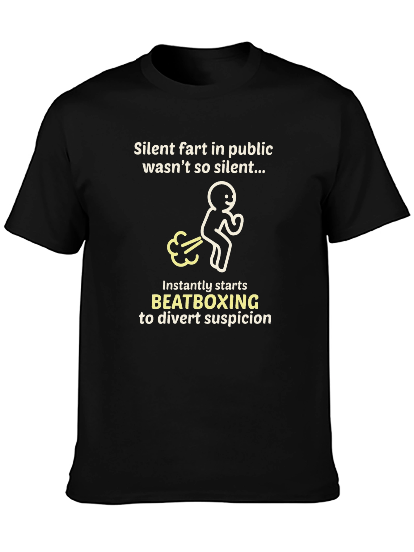 Black Funny Beatboxing Fart Graphic Tee - Black view 3