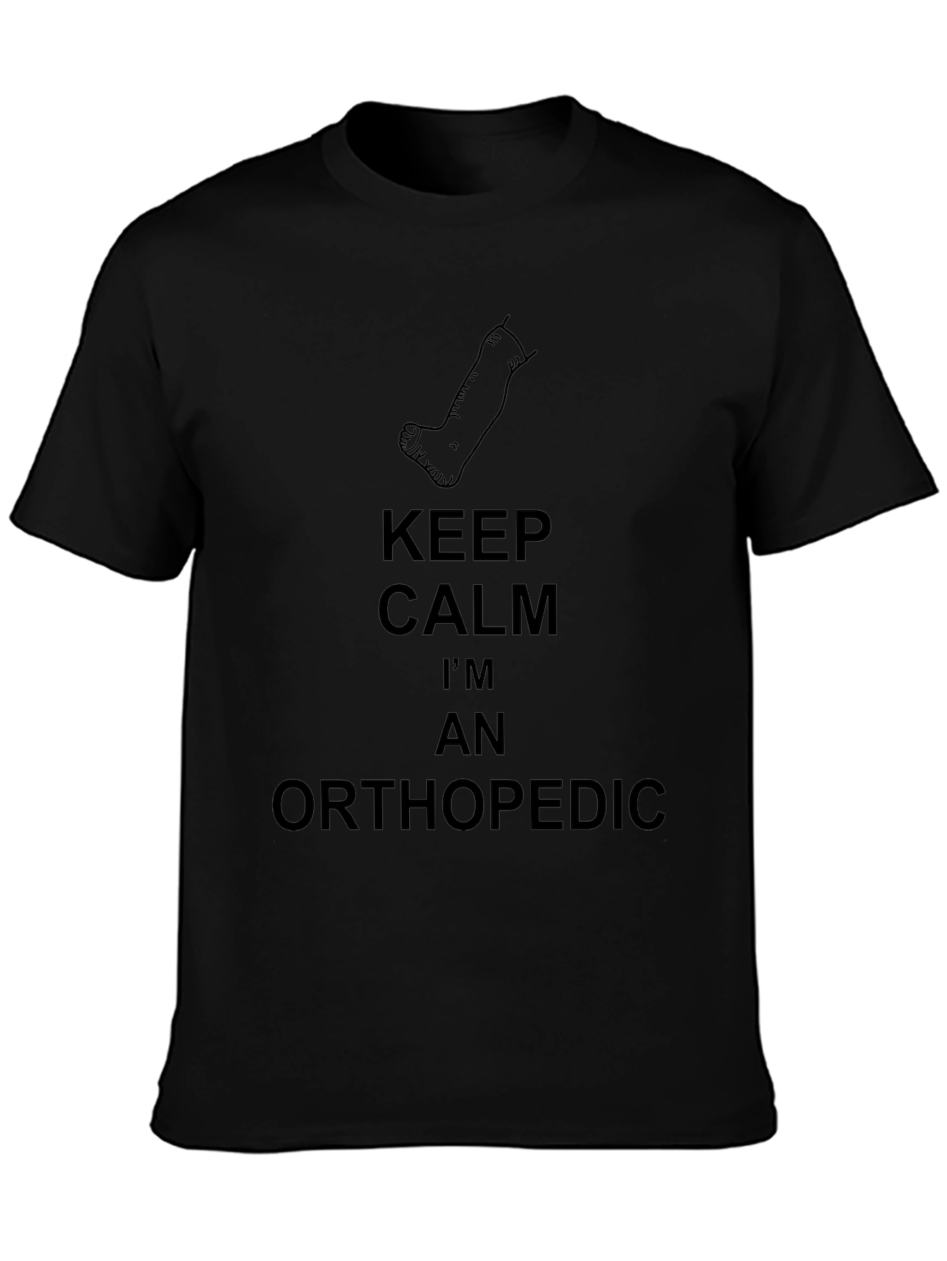 Black Orthopedic T-Shirt: Keep Calm, I'm An Orthopedic view 3