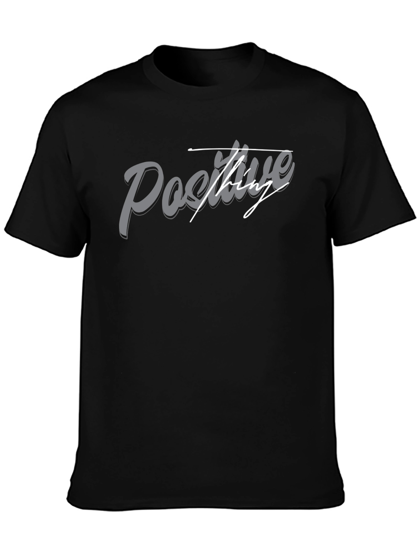 Black Positive Thinking Graphic Tee - Black view 3