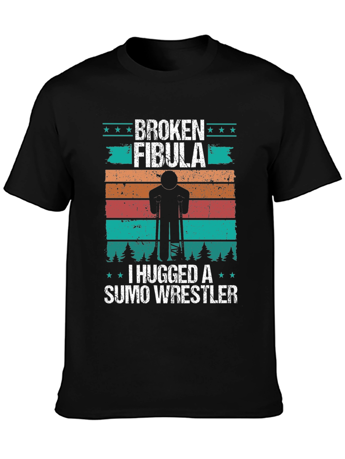 Black Broken Fibula Sumo Wrestler Graphic T-Shirt view 3