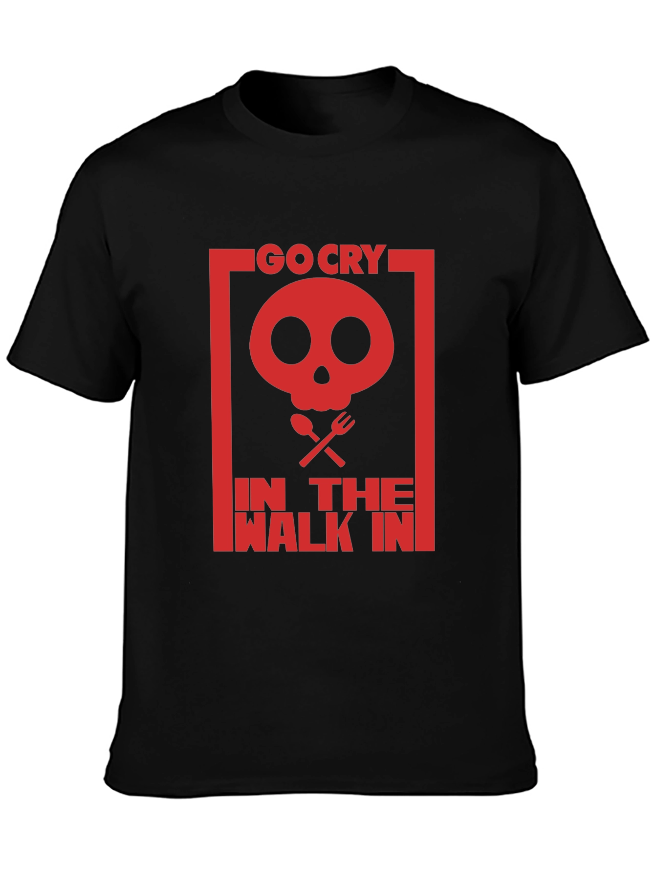 Black Go Cry In The Walk In T-Shirt - Funny Skull Graphic Tee view 3