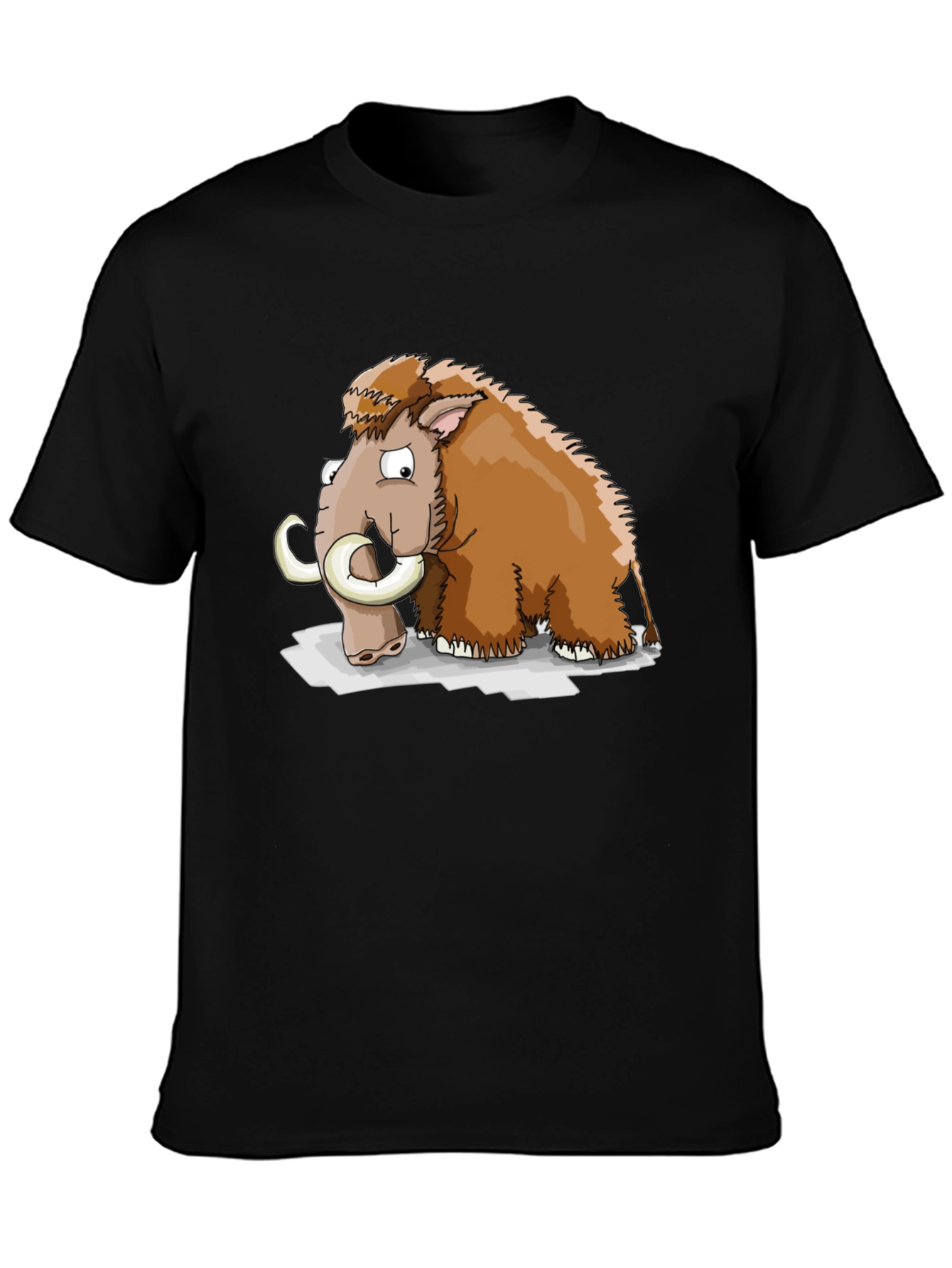 Cartoon Mammoth Graphic T-Shirt - Black - 3