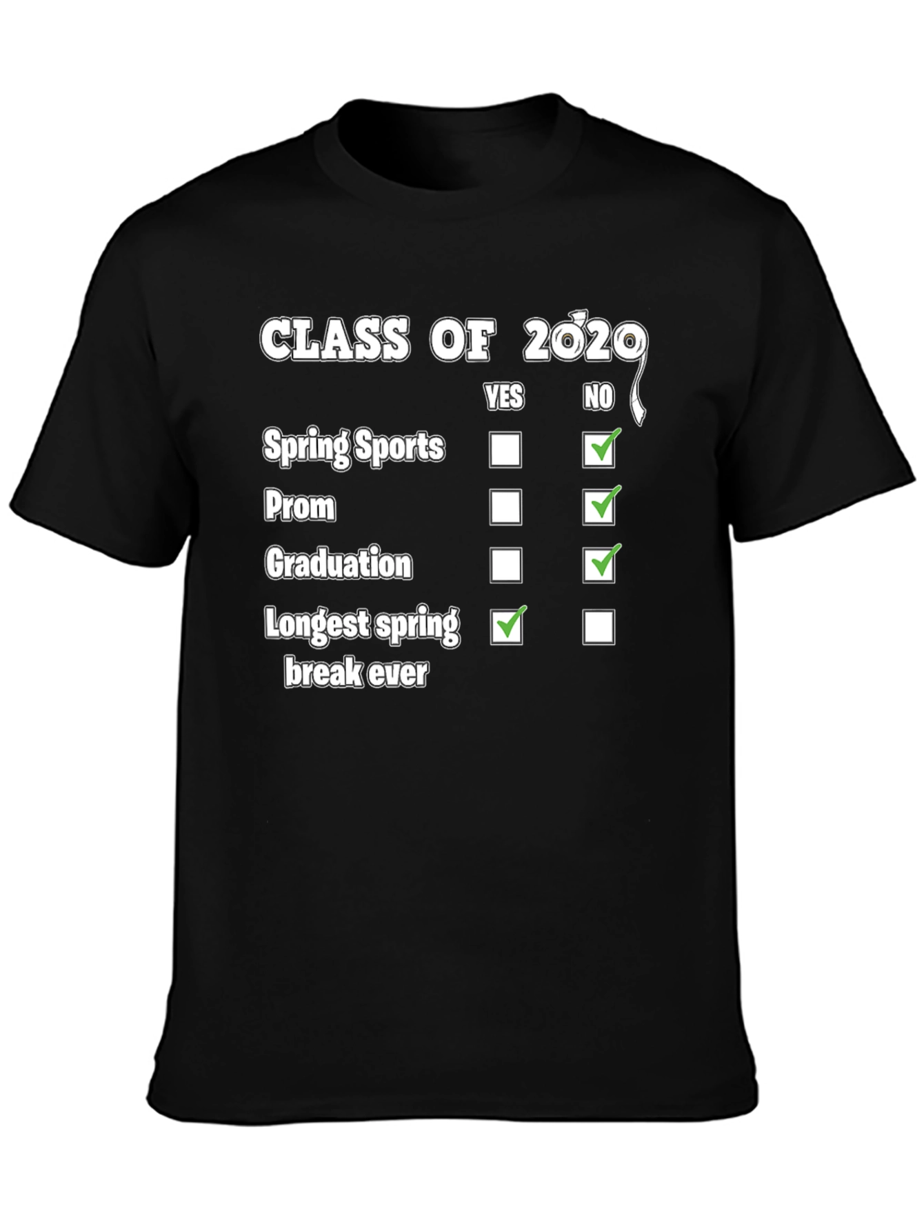 Black Class of 2020 Funny T-Shirt view 3