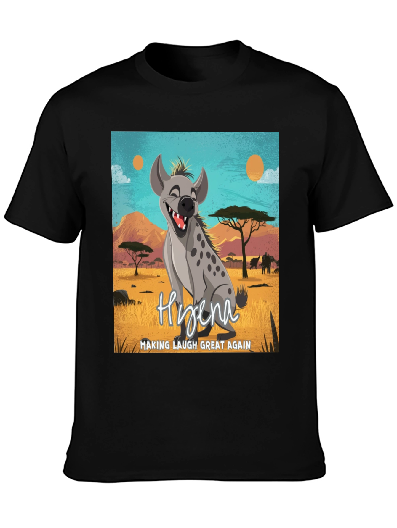 Black Hyena Making Laugh Great Again T-Shirt view 3
