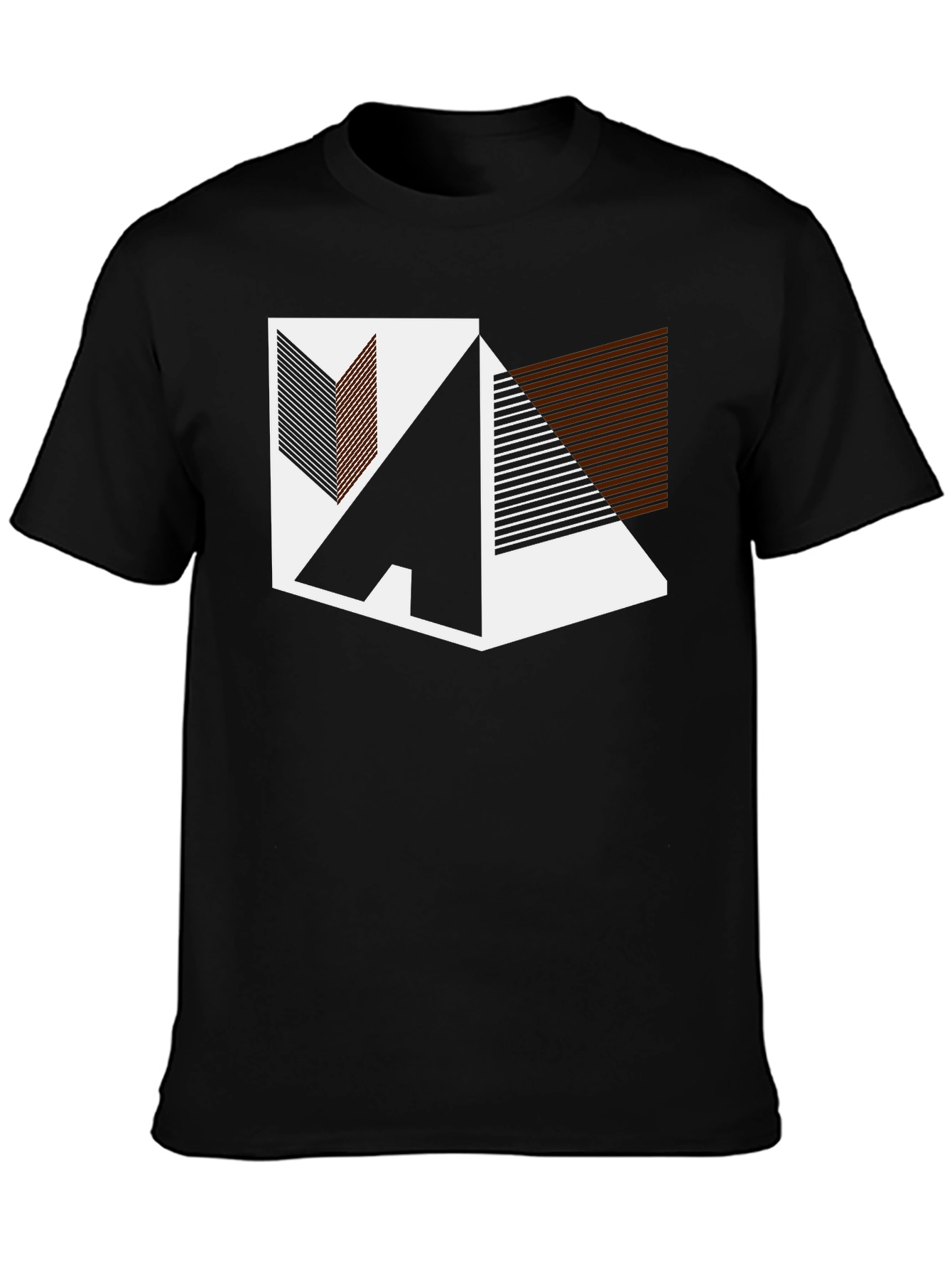 Black Geometric Graphic Print Black T-Shirt view 3