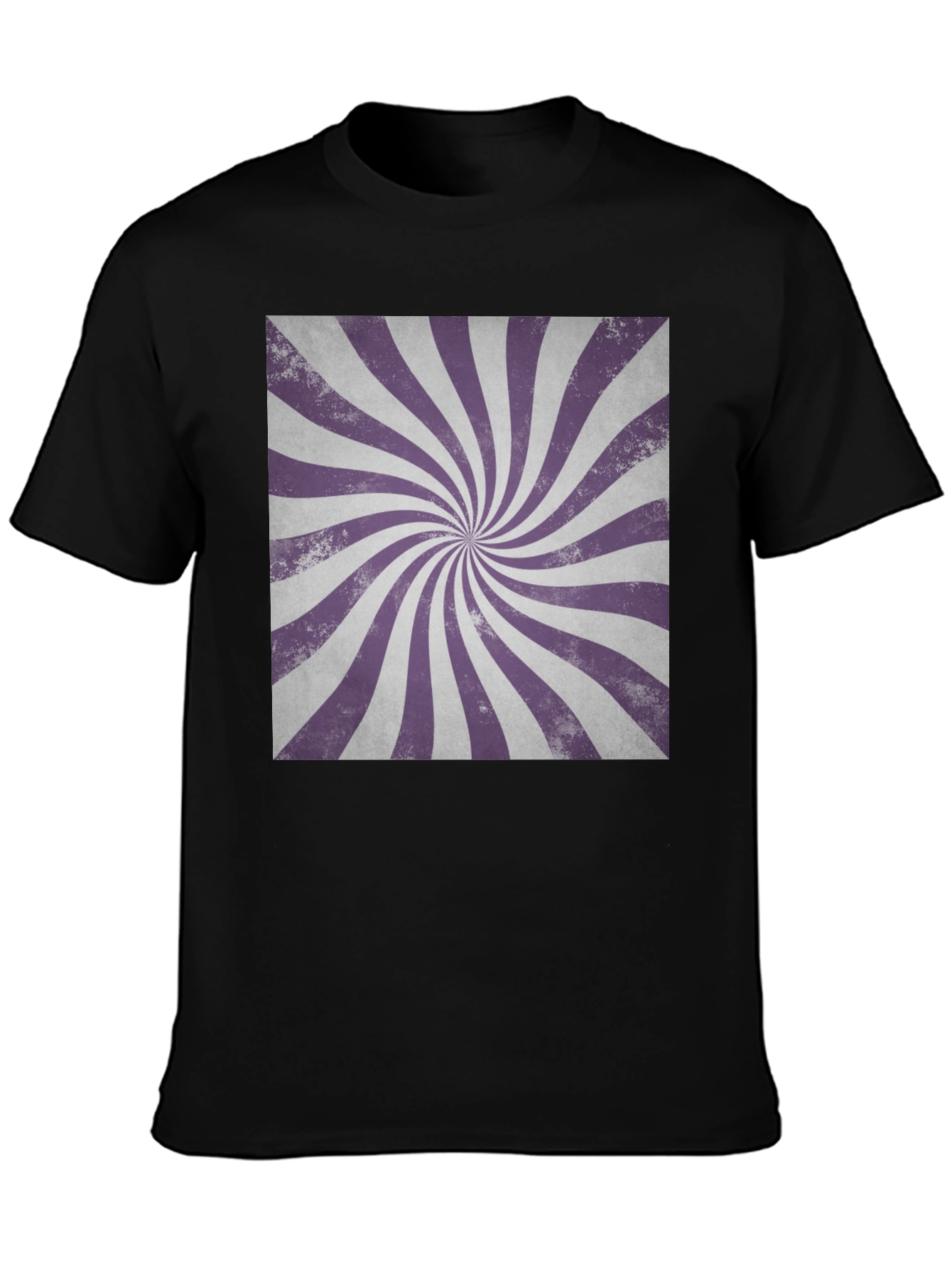 Black Retro Swirl Graphic Tee - Black Cotton Casual Shirt view 3