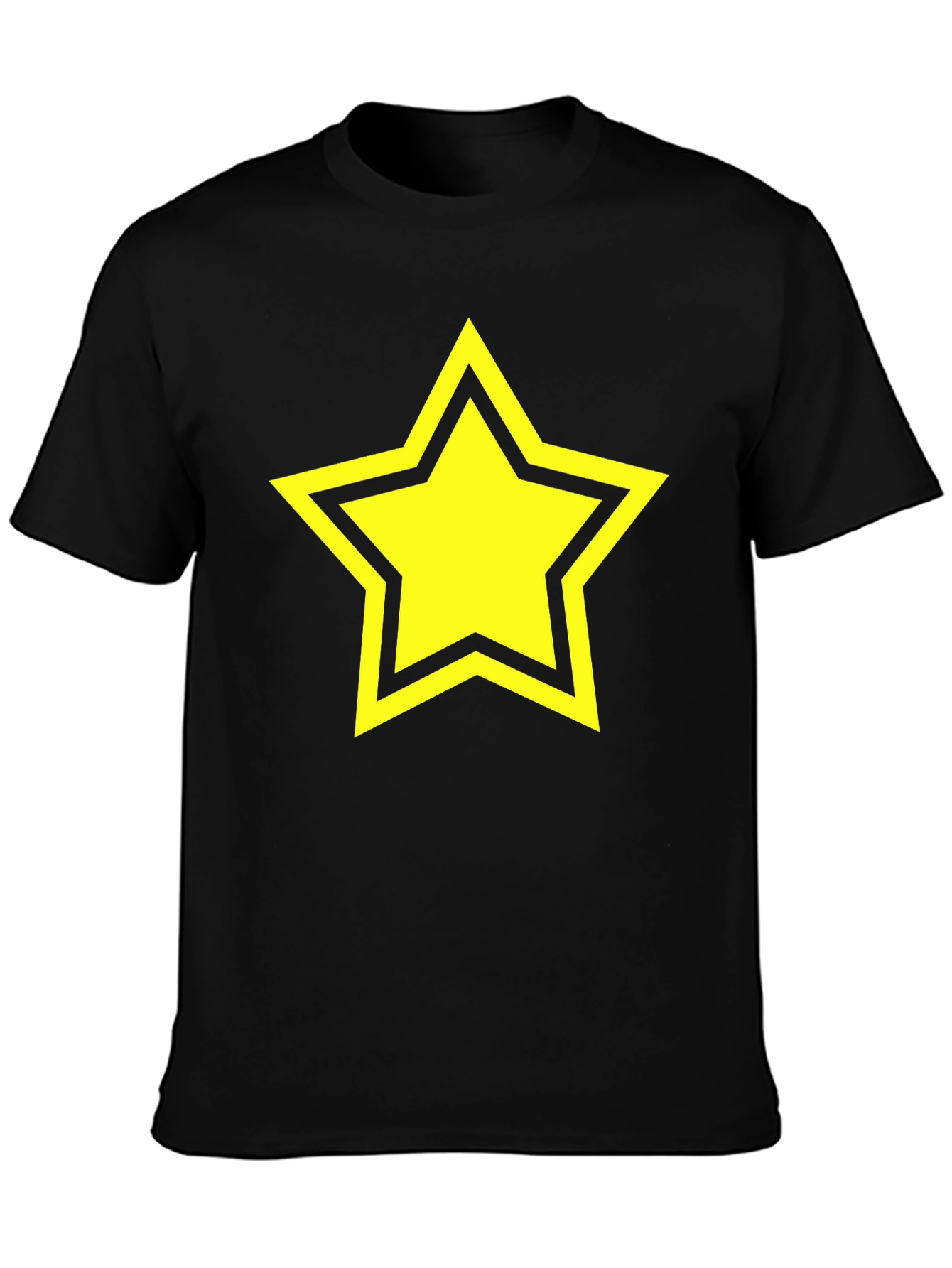 Black Black T-Shirt with Yellow Star Graphic view 3