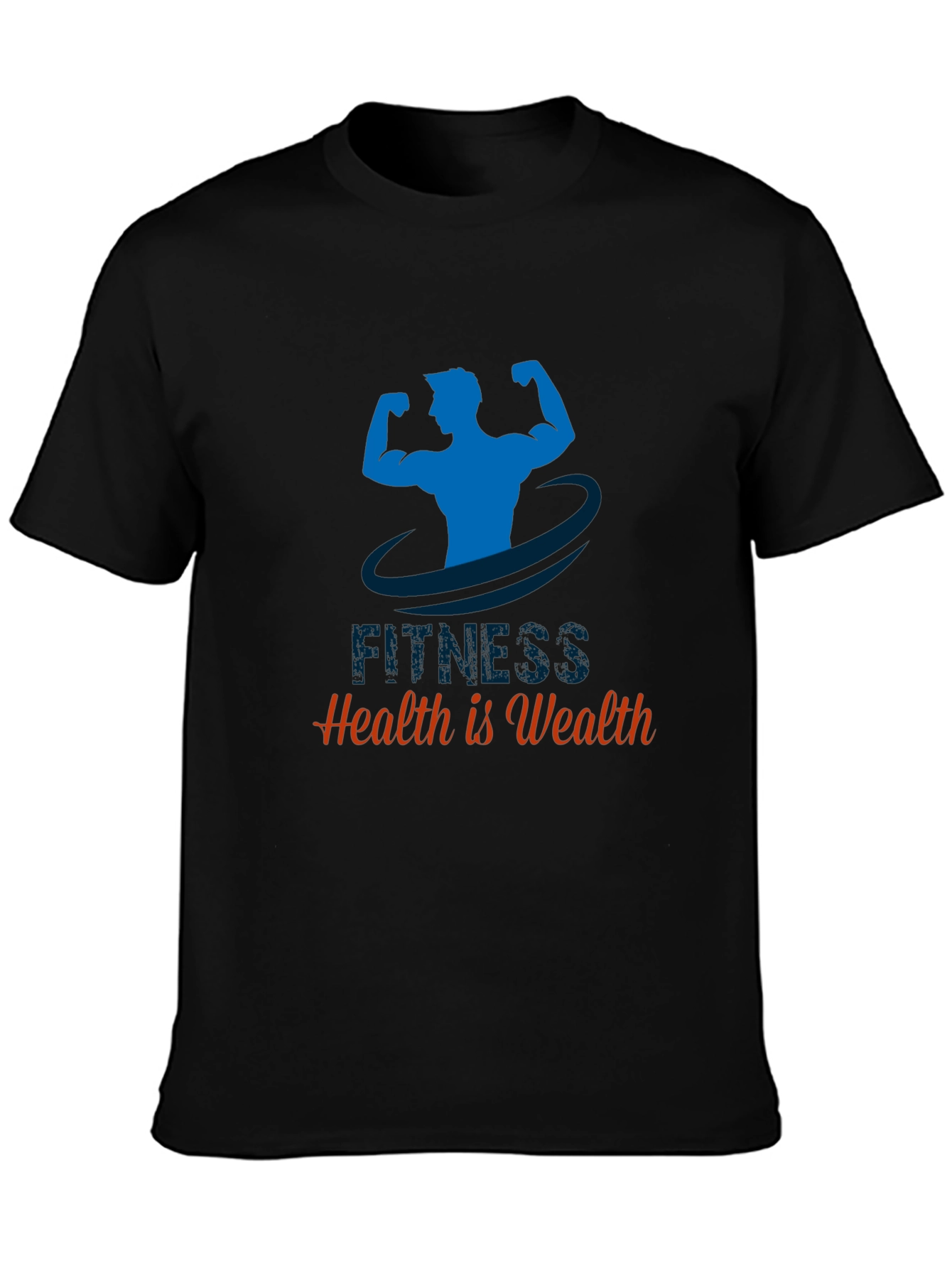 Black Fitness Graphic Tee - Health is Wealth view 3