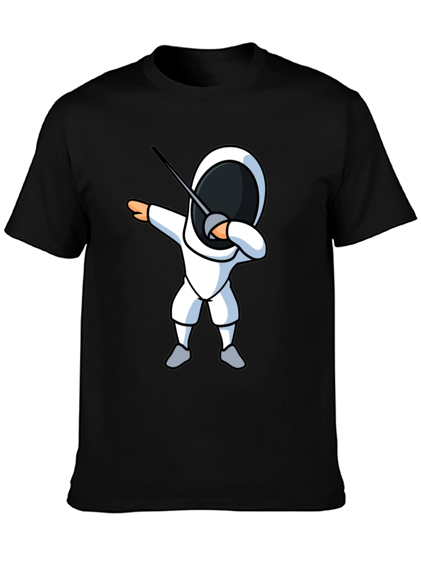 Black Fencing Dabbing T-Shirt - Black Graphic Tee view 3