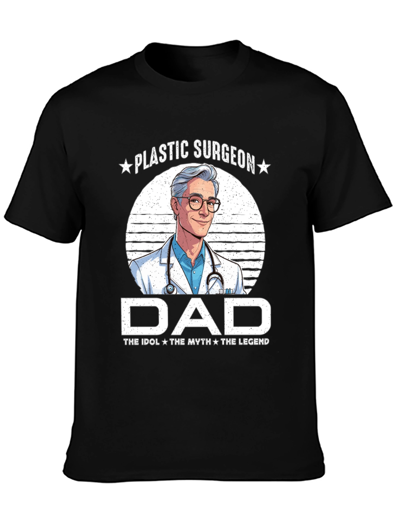 Black Plastic Surgeon Dad T-Shirt - Idol, Myth, Legend view 3