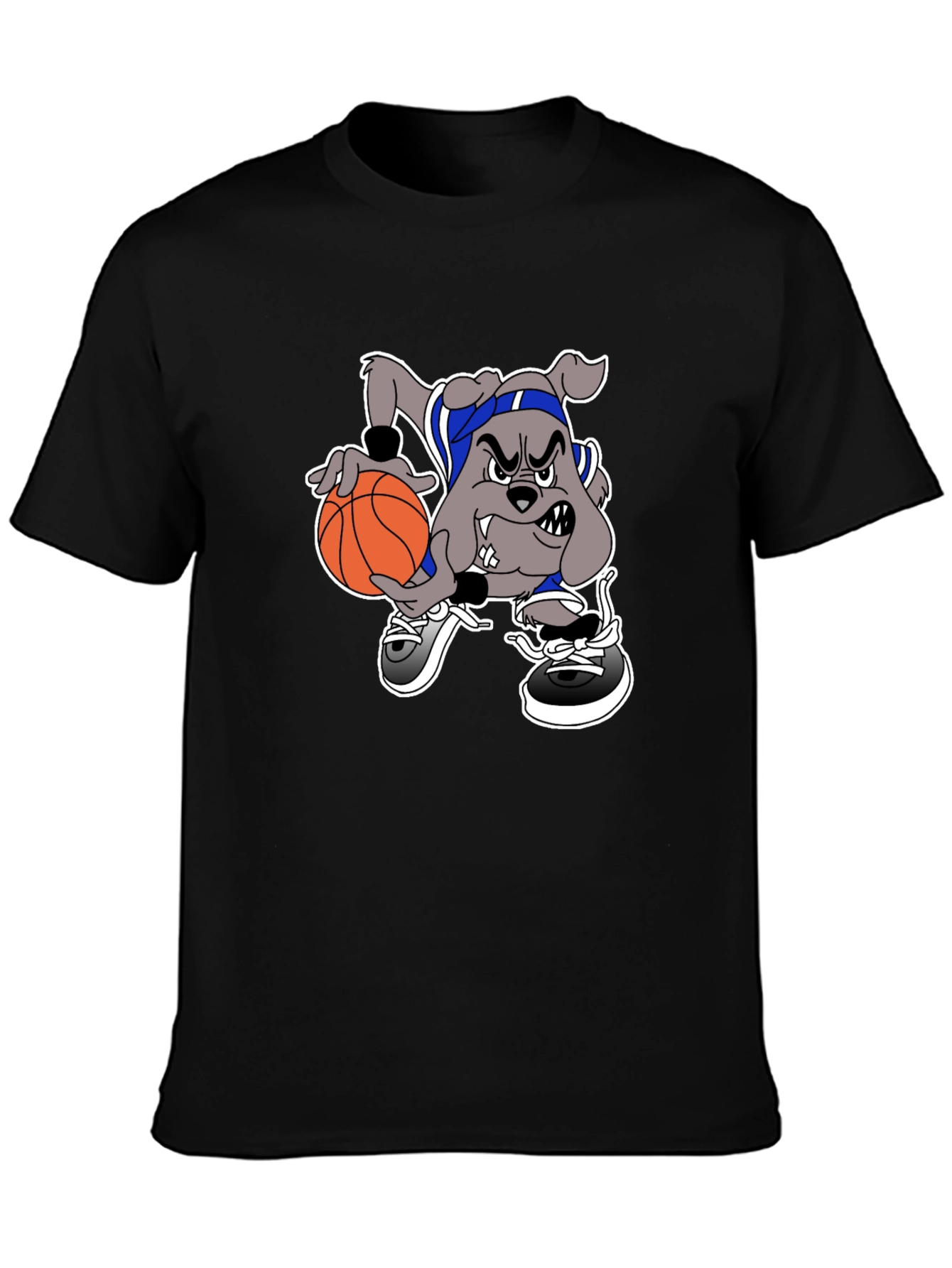 Black Basketball Bulldog Black T-Shirt view 3