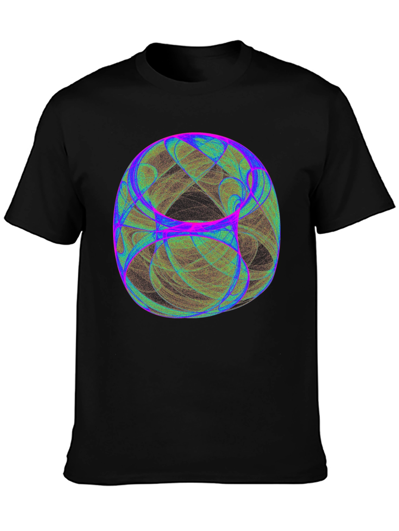 Black Abstract Orb Graphic Tee - Black Cotton Blend T-Shirt view 3