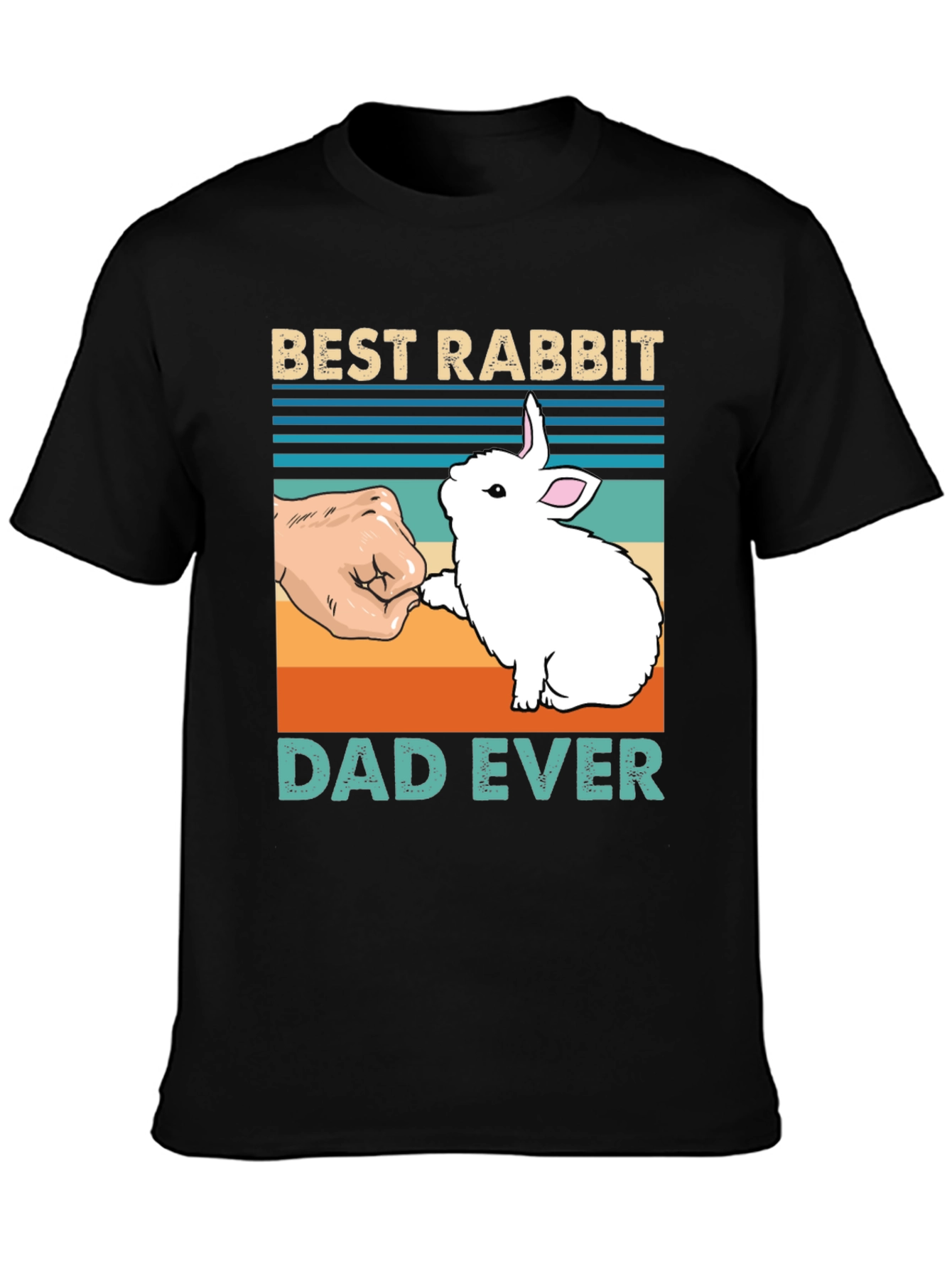 Black Best Rabbit Dad Ever T-Shirt view 3