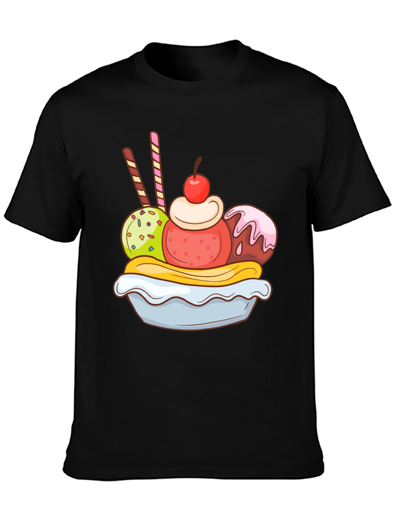 Black Banana Split Graphic Tee - Dessert Lover T-Shirt view 3