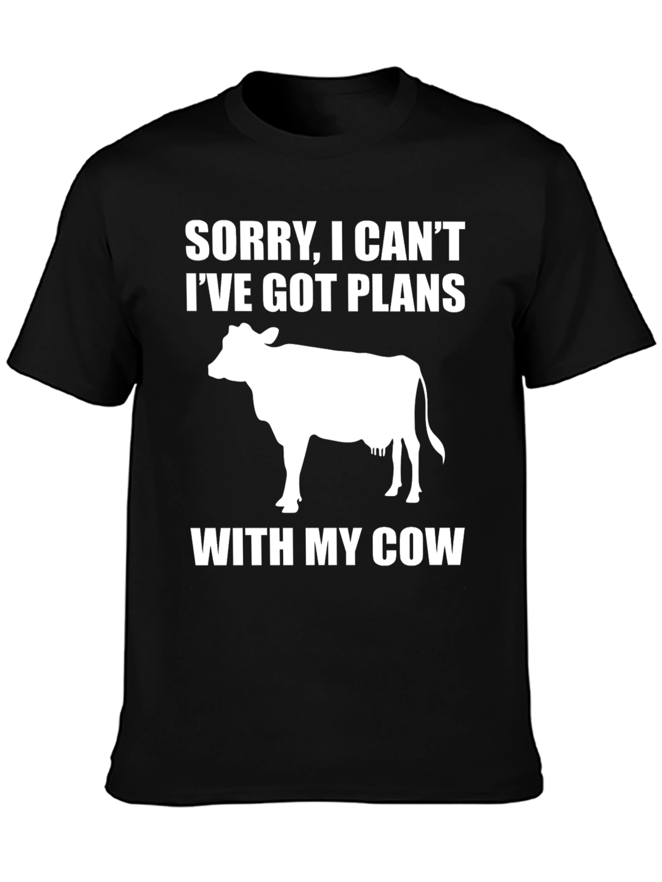 Black Funny Cow Lover T-Shirt - I've Got Plans With My Cow view 3