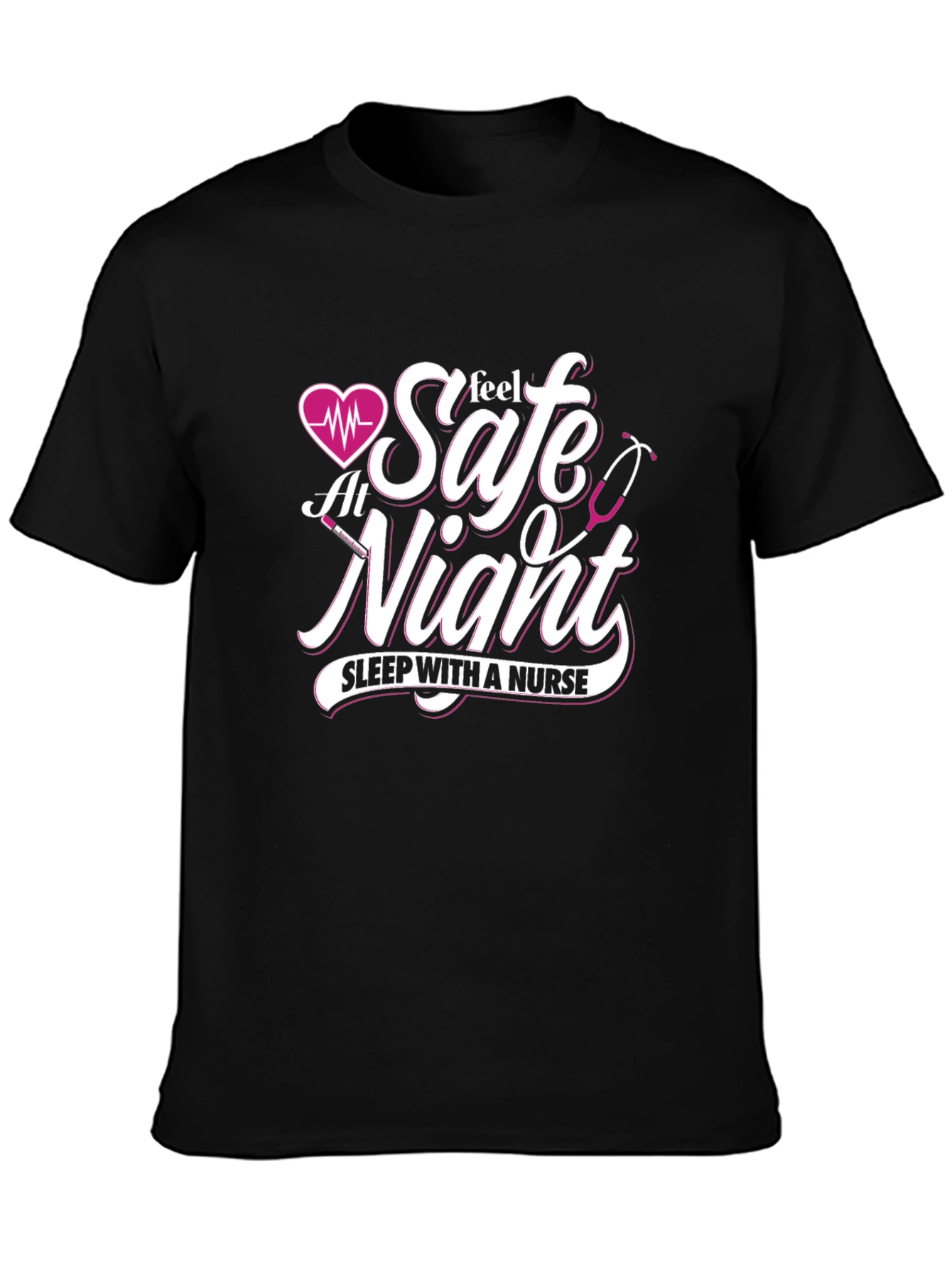 Black Feel Safe At Night Nurse T-Shirt view 3