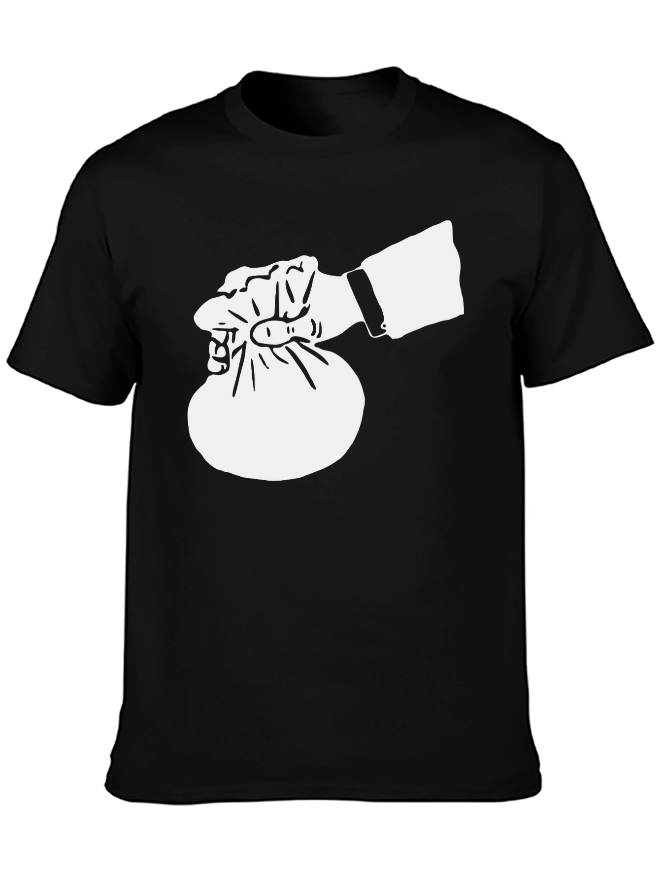 Black Money Bag T-Shirt - Black Crew Neck view 3
