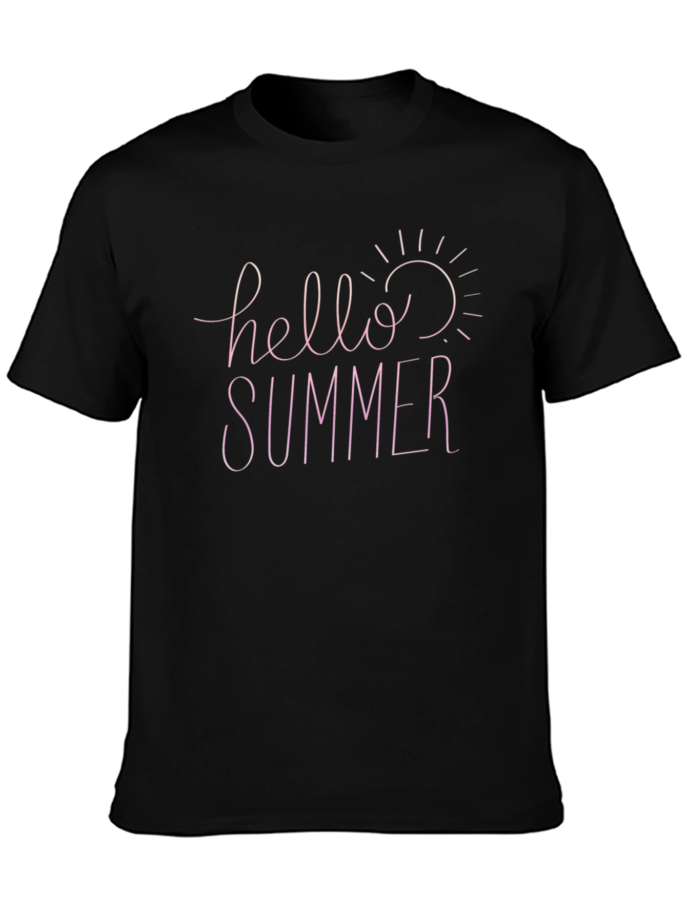 Black Hello Summer Black Cotton T-Shirt view 3