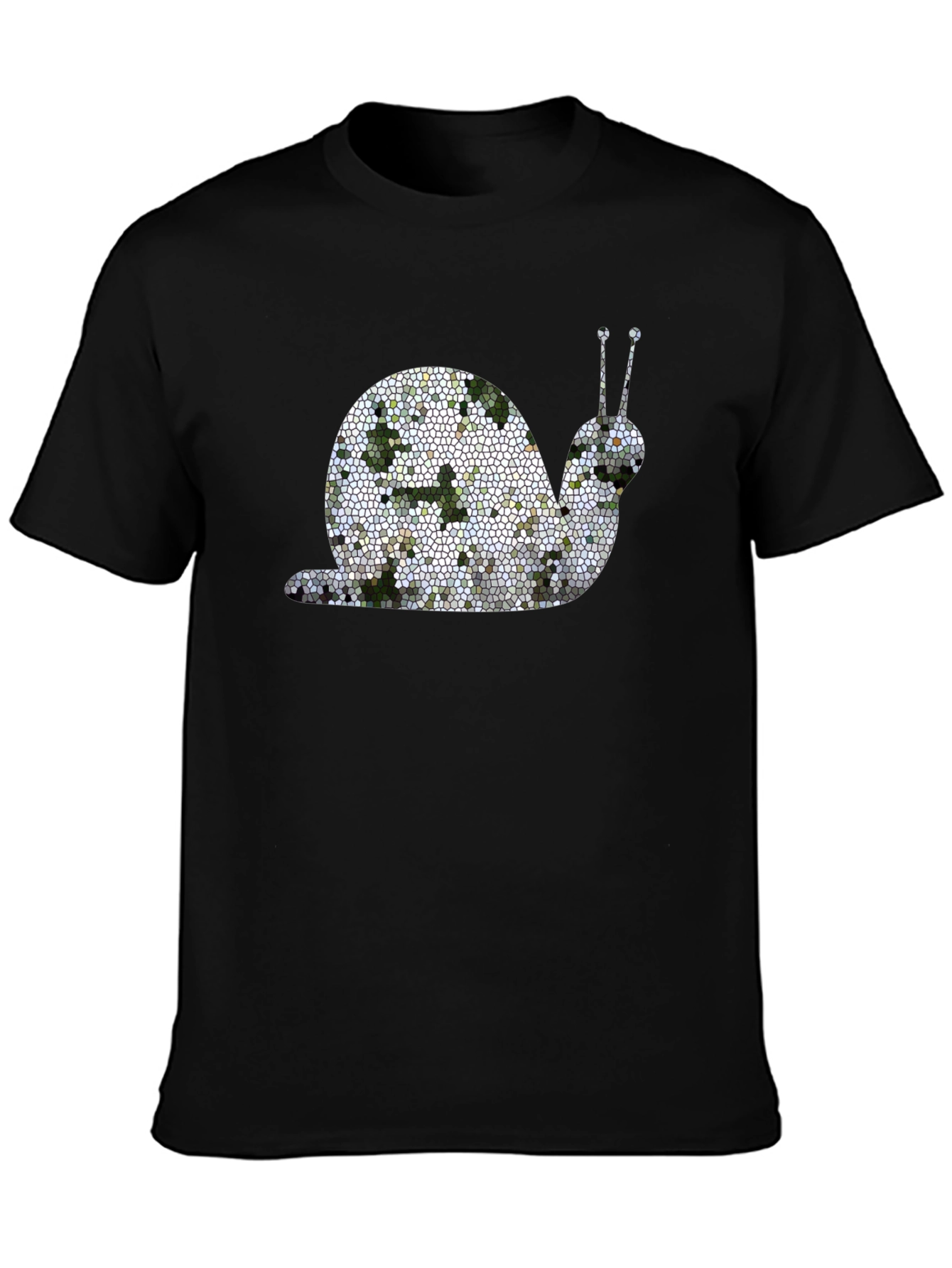 Black Mosaic Snail Graphic Tee - Unique Design view 3