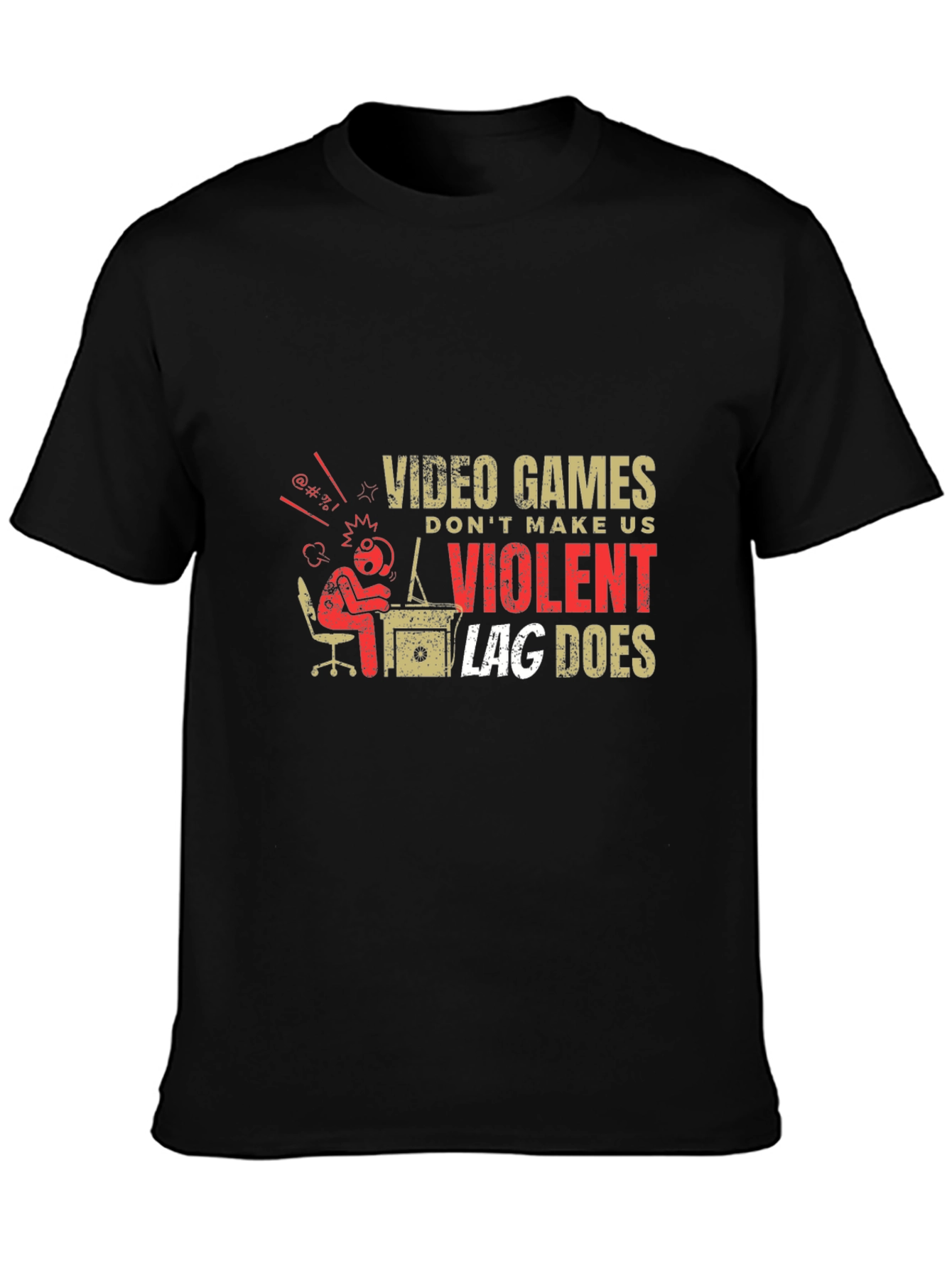 Black Video Game Lag T-Shirt view 3