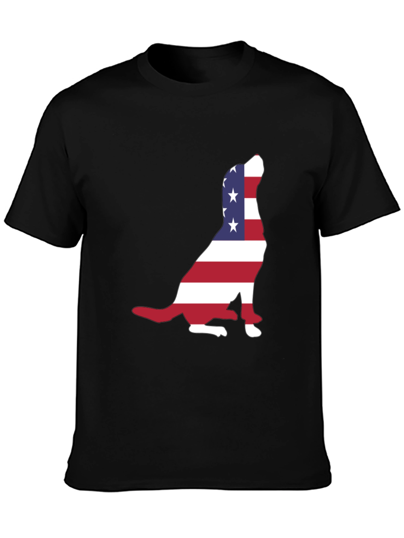 Black Patriotic Dog USA Flag T-Shirt view 3