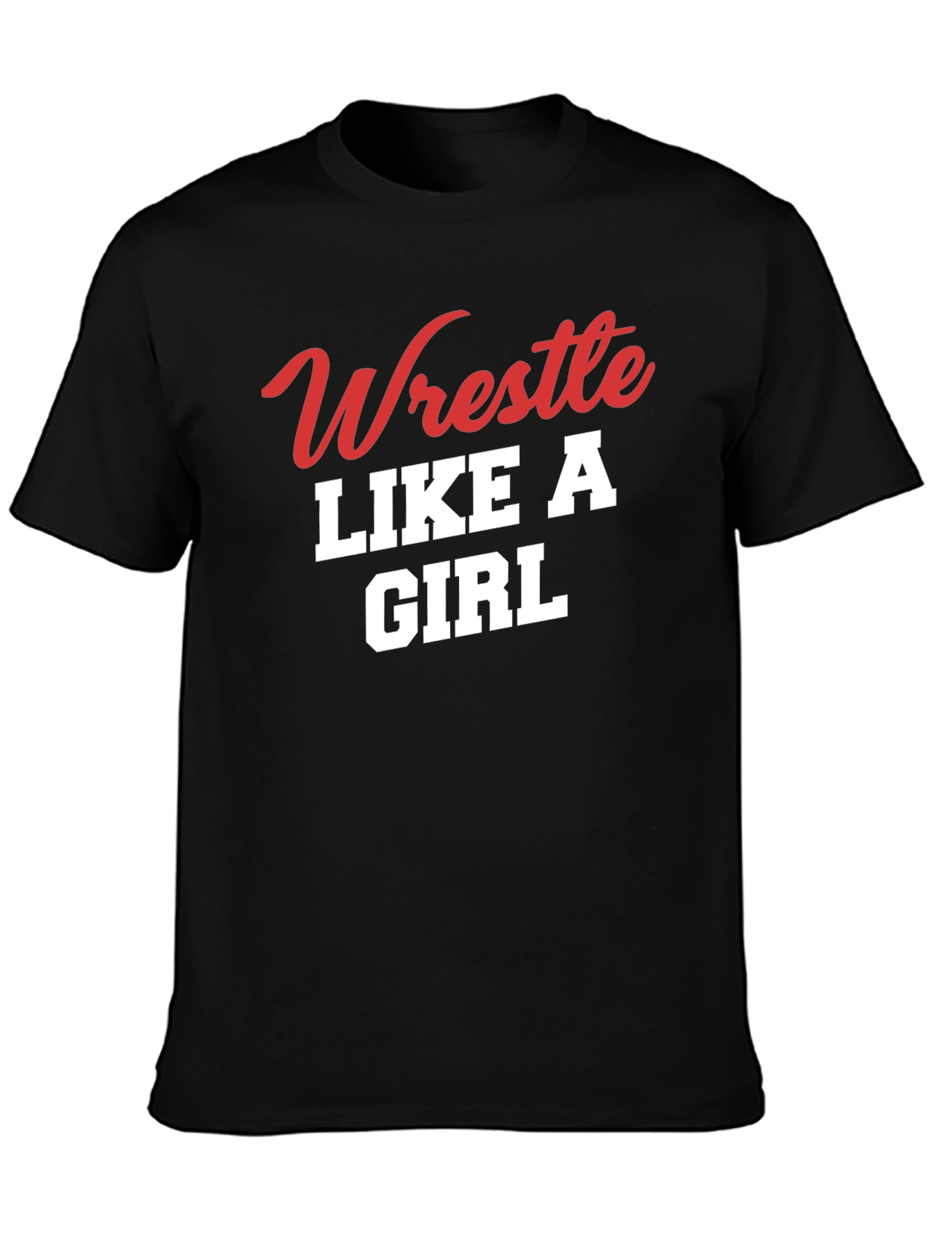 Black Wrestle Like a Girl T-Shirt - Black view 3