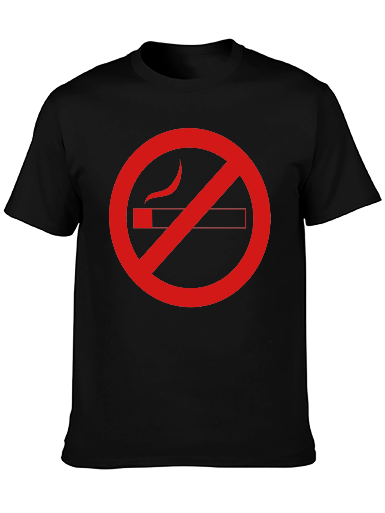 Black No Smoking Graphic Tee - Black Cotton Casual T-Shirt view 3
