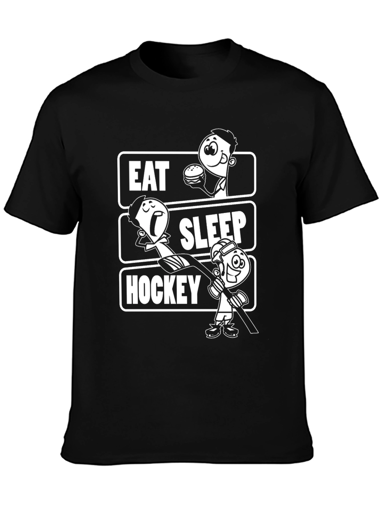 Black Eat Sleep Hockey Black Graphic T-Shirt view 3