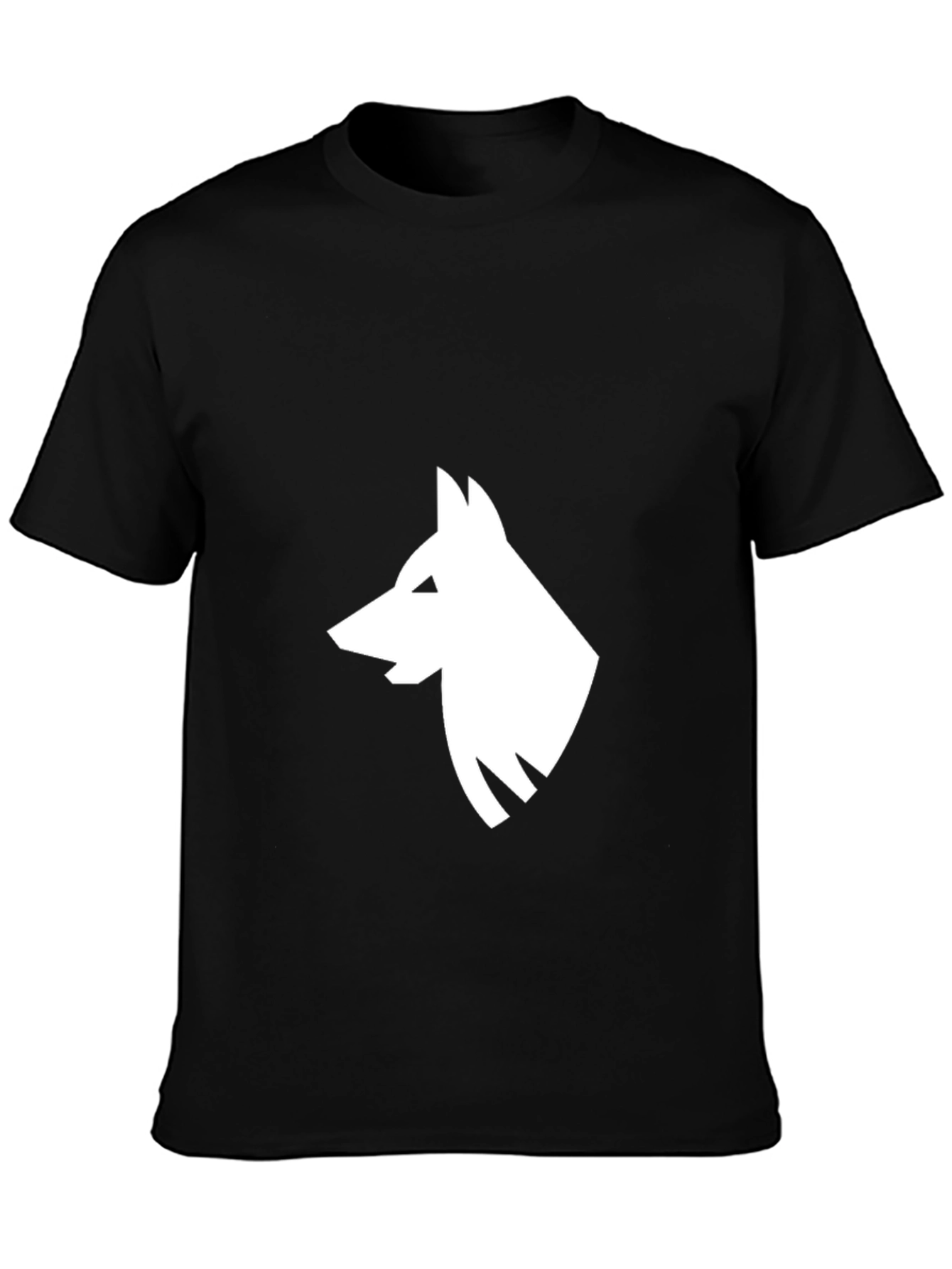 Black Black T-Shirt with White Wolf Graphic view 3
