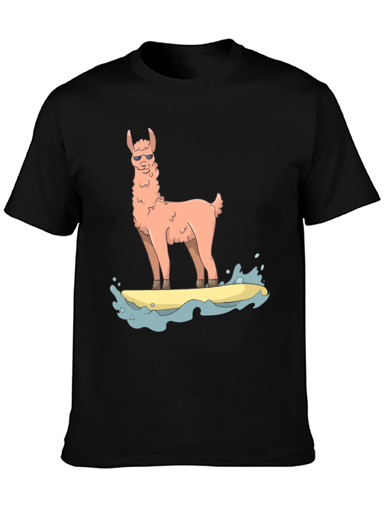 Black Surfing Llama Graphic Tee view 3