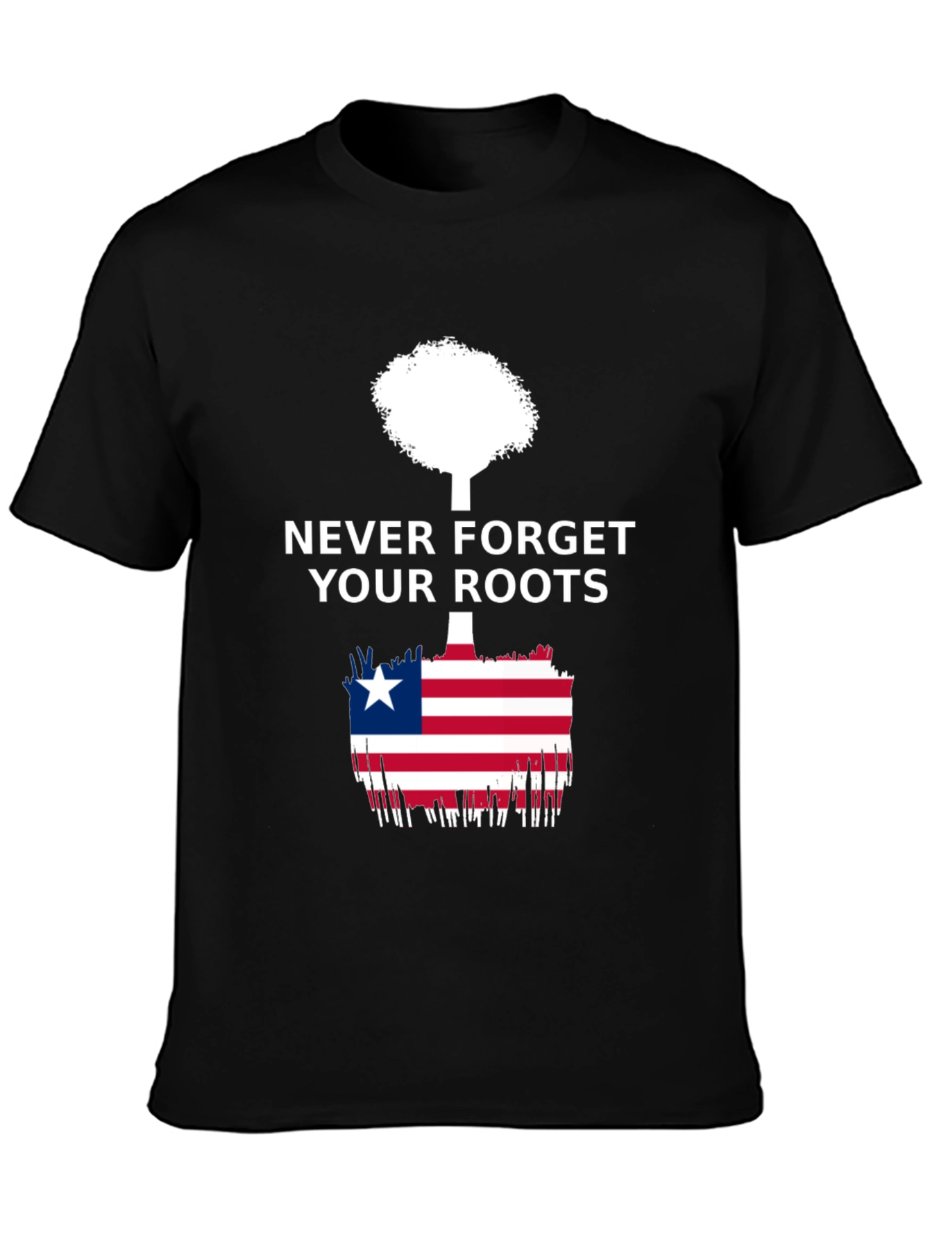 Black Never Forget Your Roots Liberia Flag T-Shirt view 3