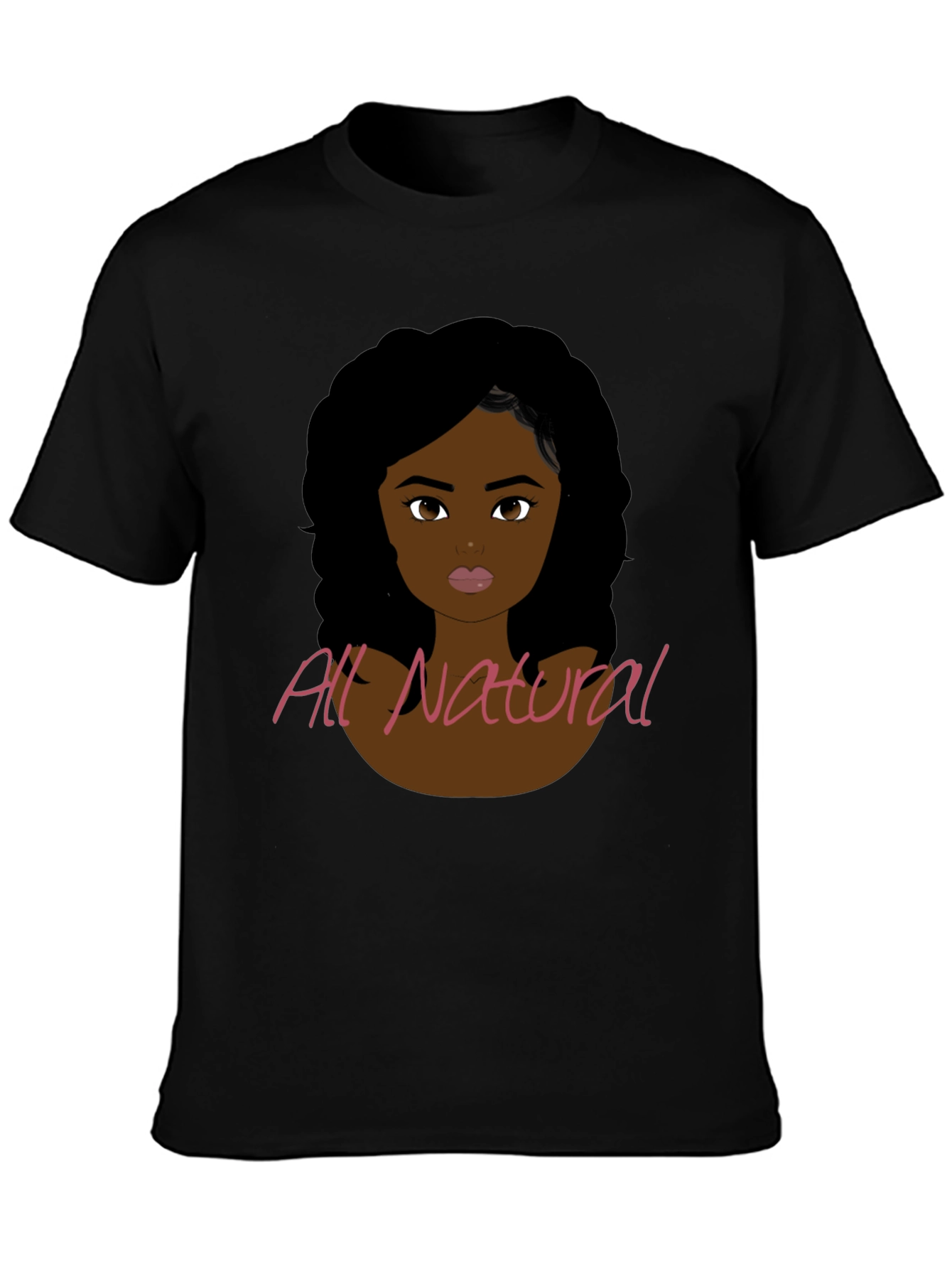 Black All Natural Woman Graphic Print T-Shirt view 3