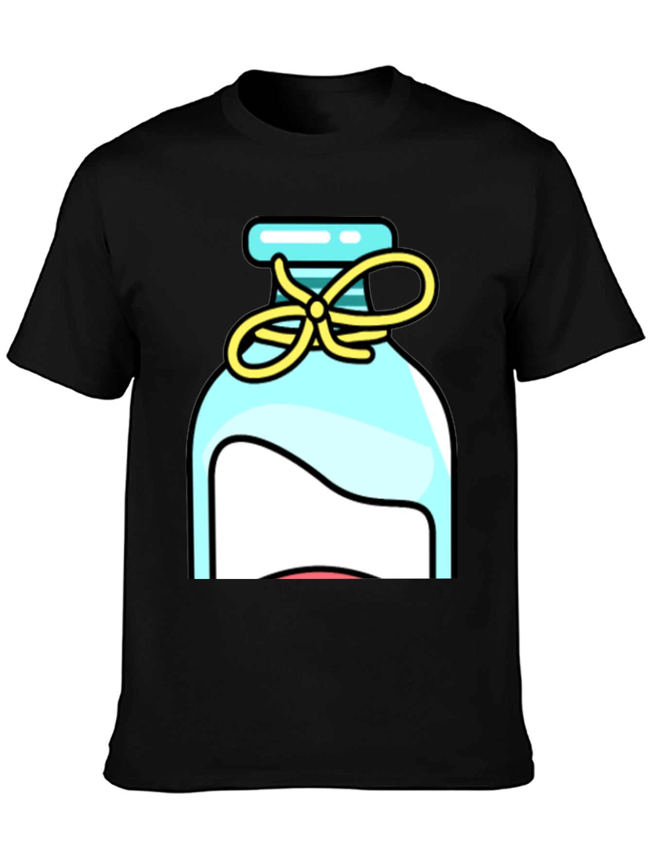 Black Whimsical Bottle Graphic Tee - Stylish Unisex T-Shirt view 3