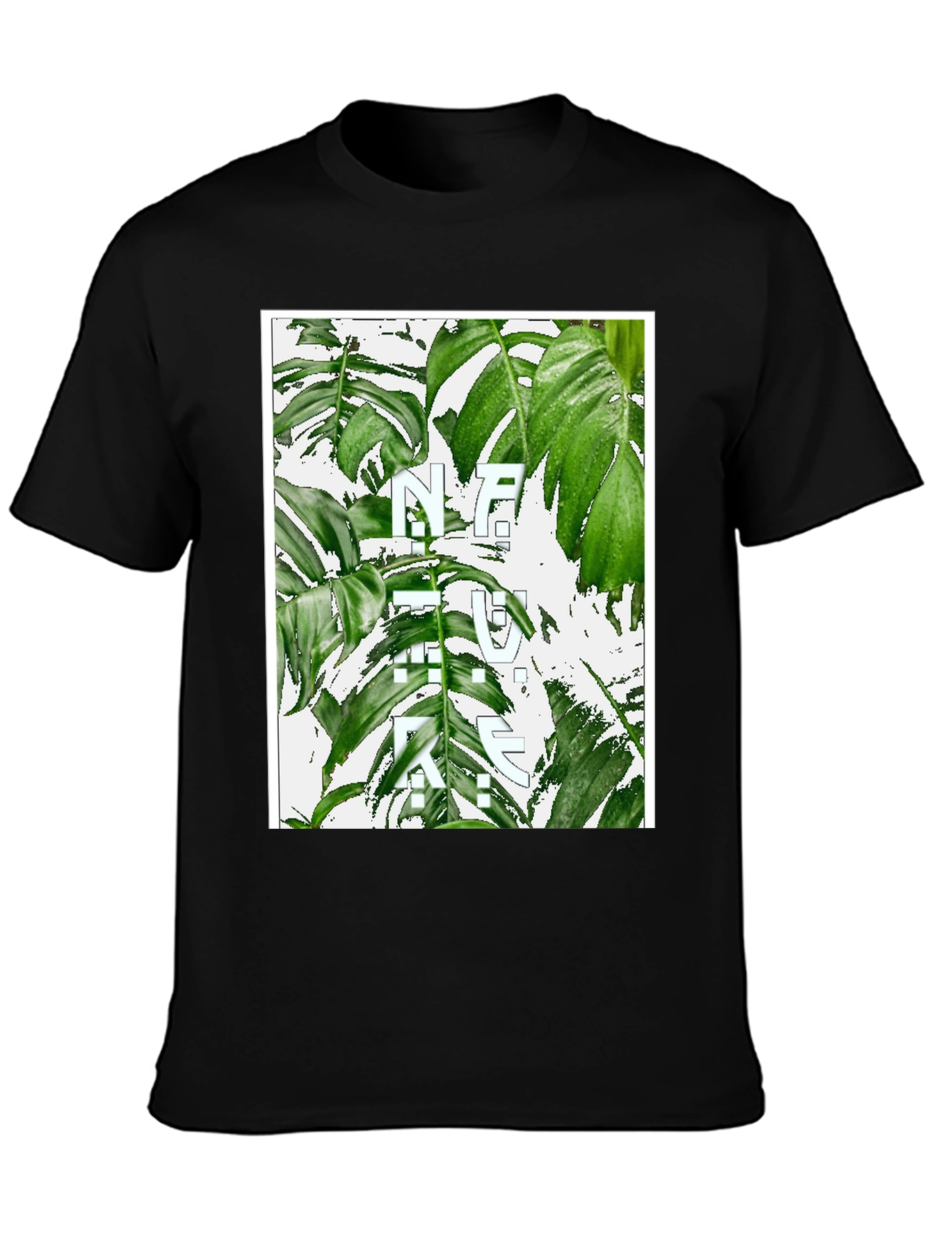 Black Nature Graphic T-Shirt - Modern Botanical Print view 3