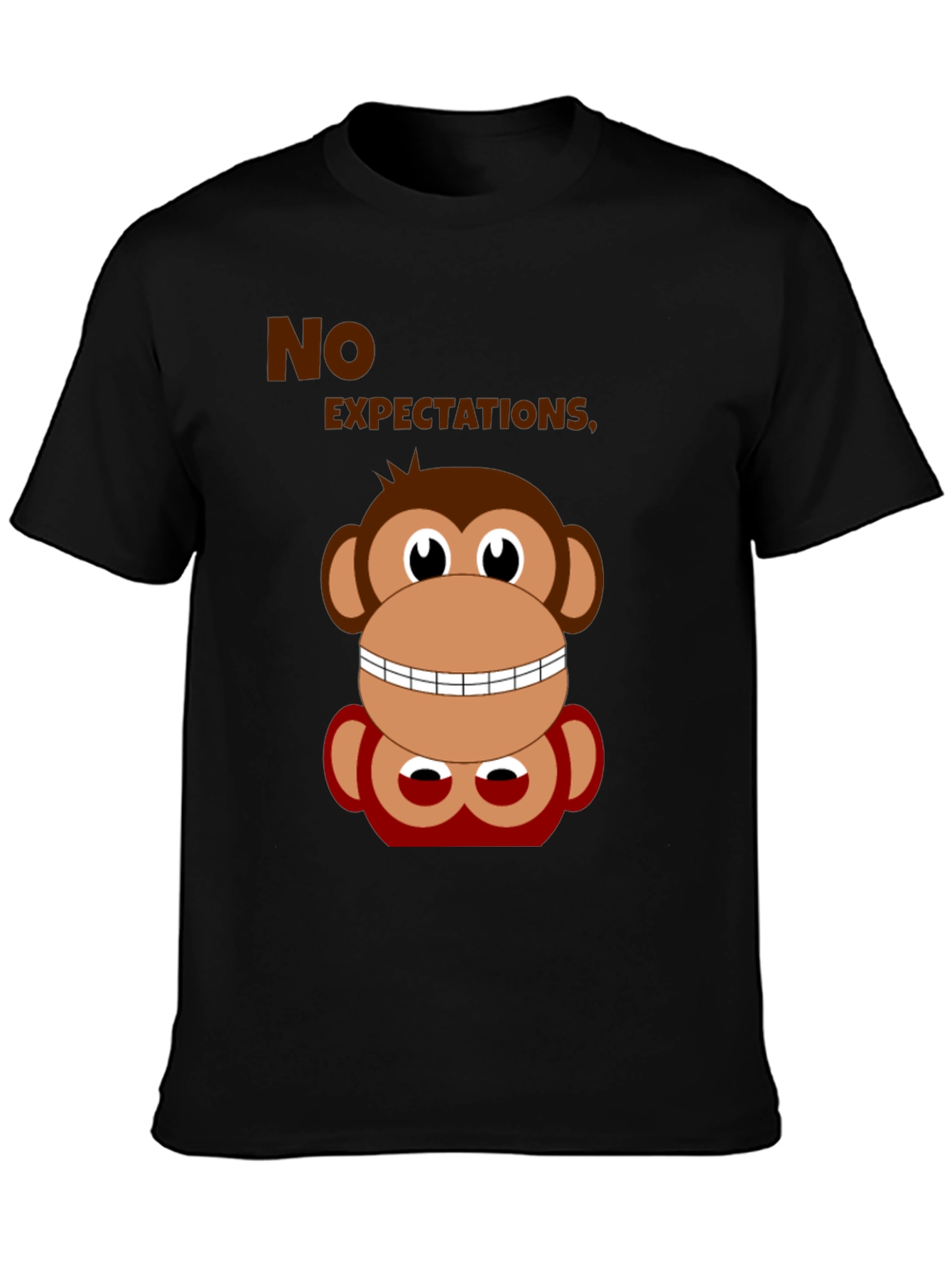 Black Funny Monkey No Expectations Graphic Tee view 3