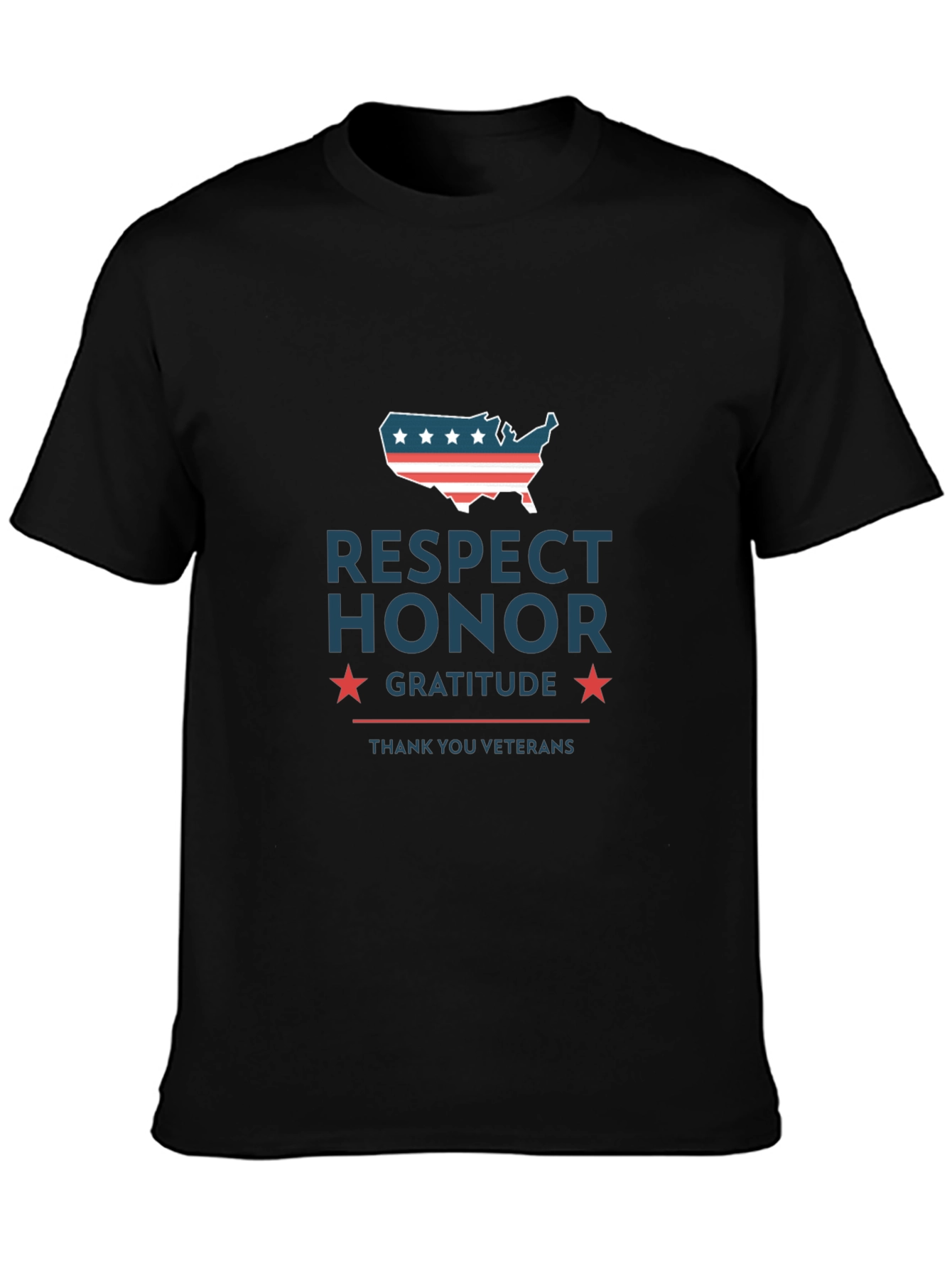 Black Respect Honor Gratitude Veterans T-Shirt view 3