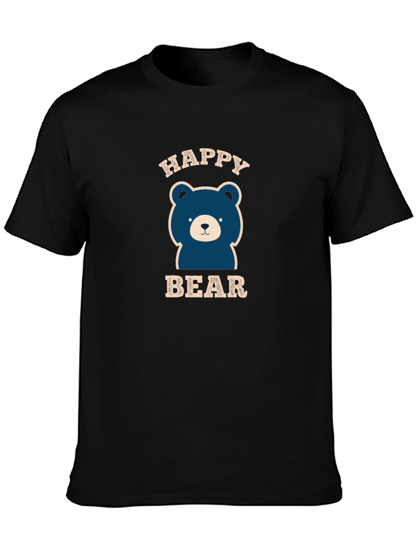 Black Happy Bear Graphic Tee - Black Cotton Blend view 3