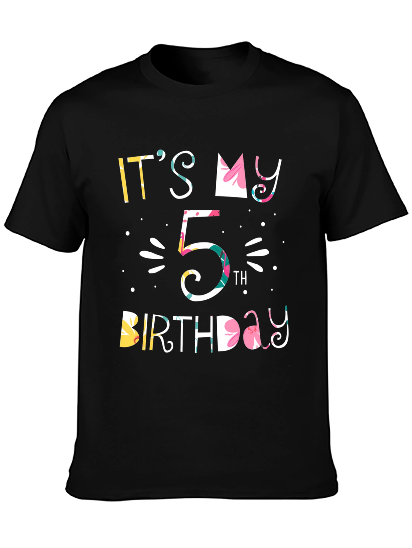 Black It's My 5th Birthday T-Shirt view 3