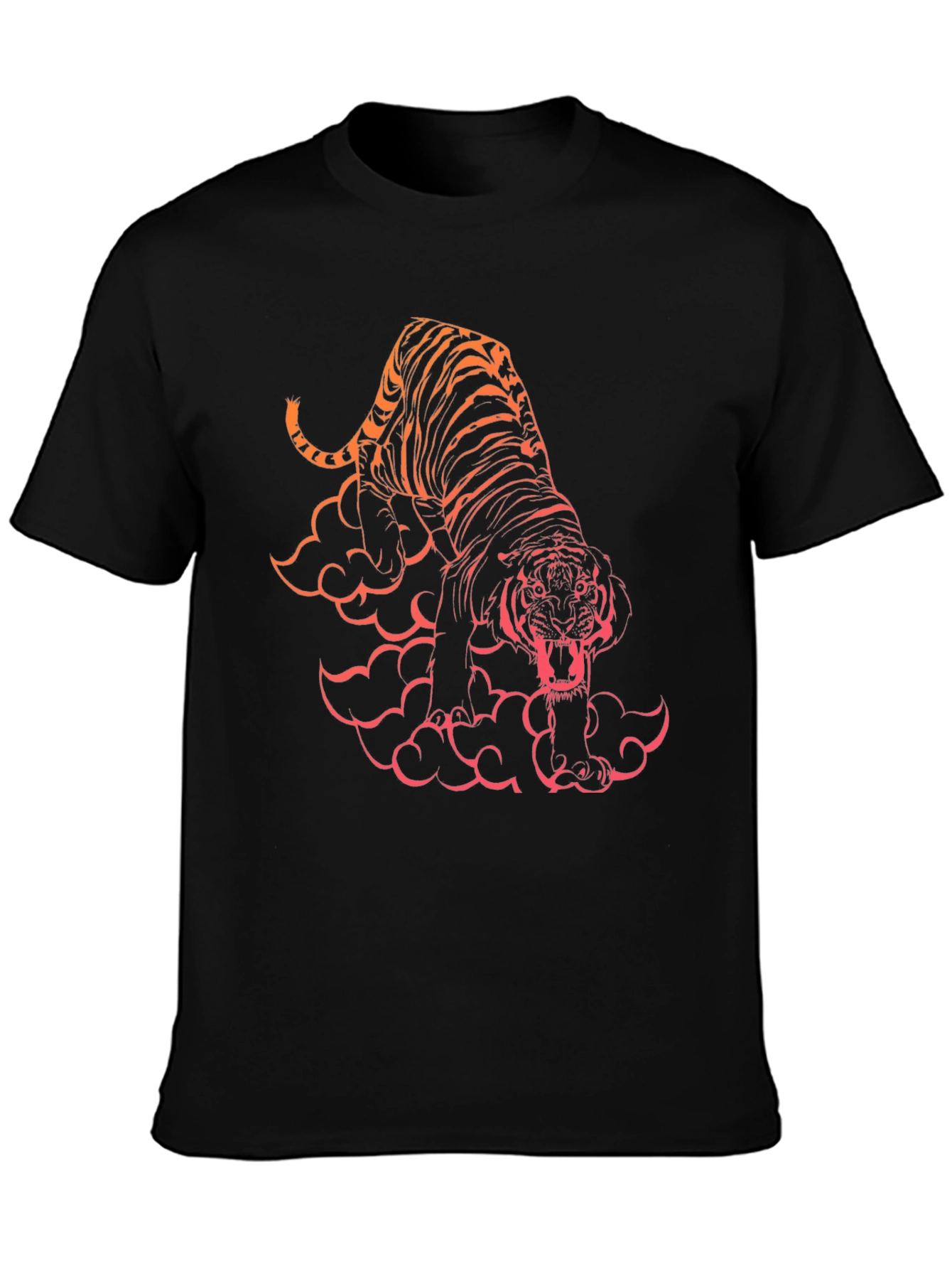 Black Tiger Graphic Black T-Shirt view 3