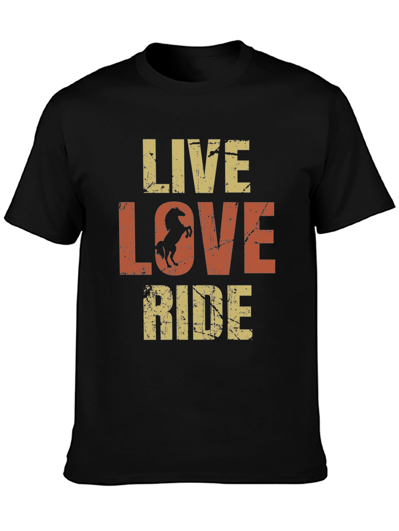 Black Live Love Ride Horse Graphic Tee view 3