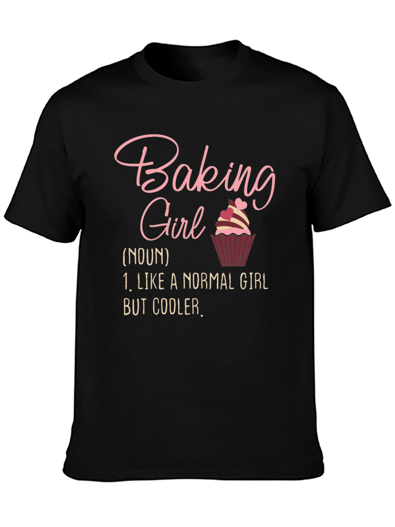 Black Baking Girl T-Shirt - Cool Baker Definition Tee view 3