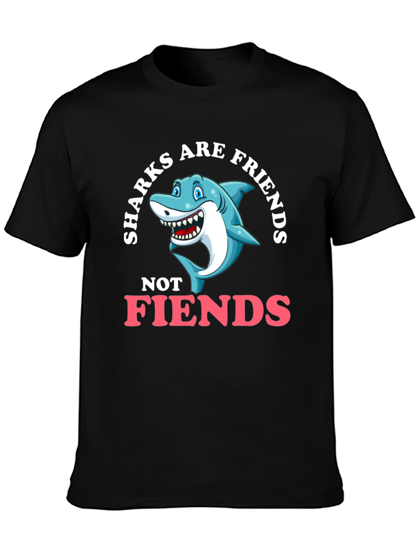 Black Sharks Are Friends T-Shirt - Funny Graphic Tee view 3