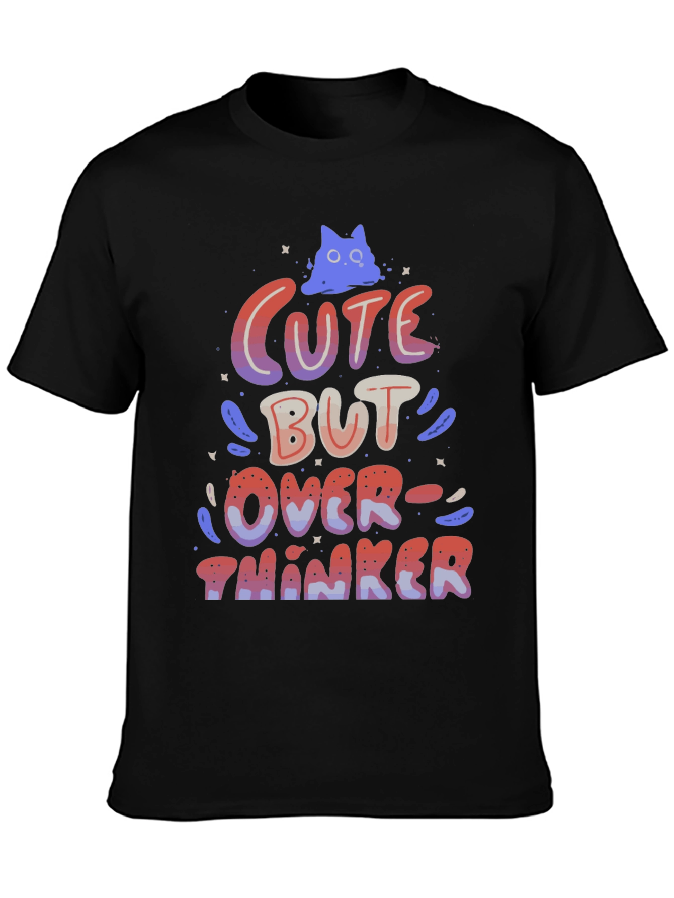 Black Cute But Overthinker Graphic T-Shirt view 3