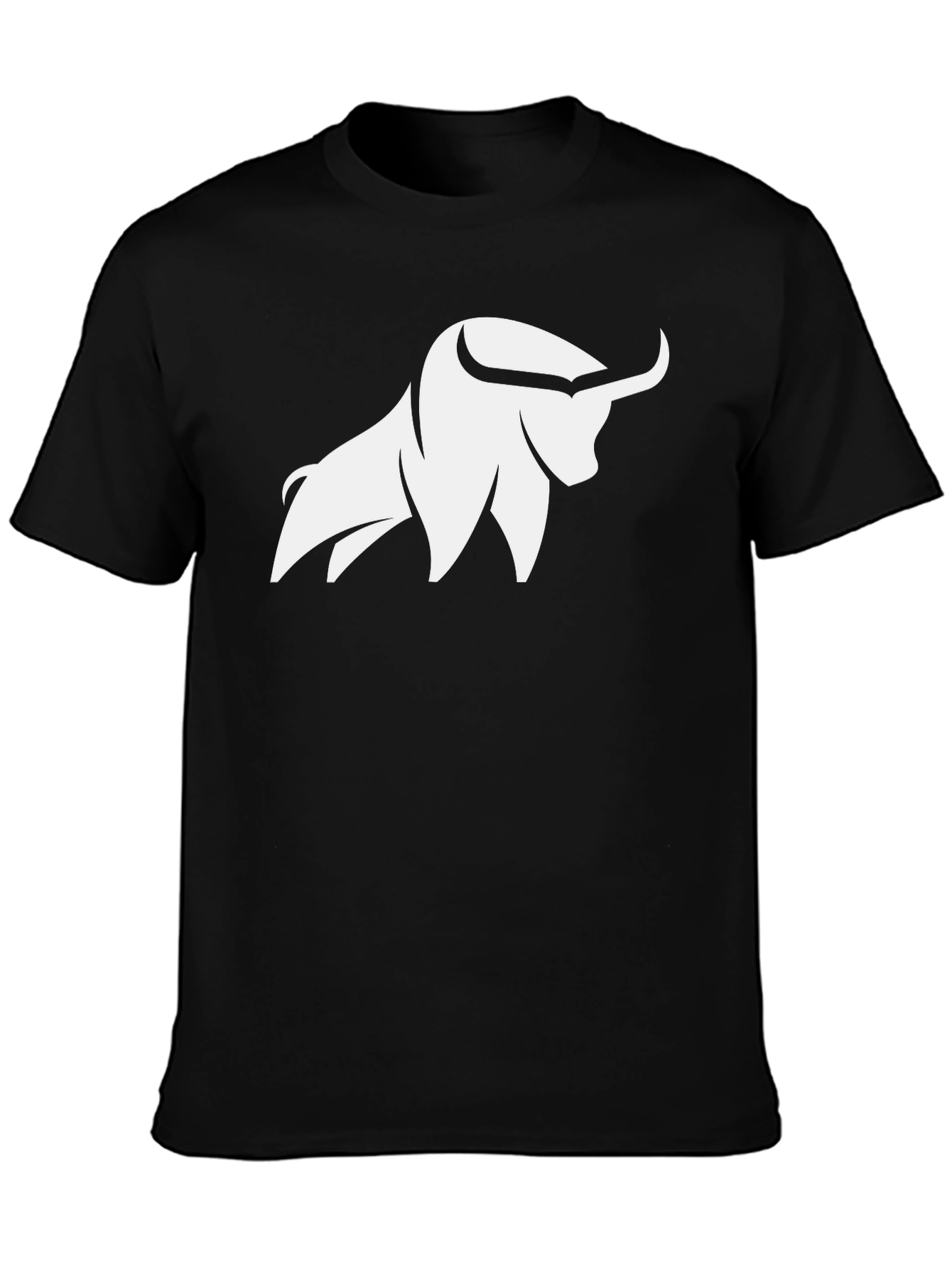 Black Black T-Shirt with White Bull Graphic view 3