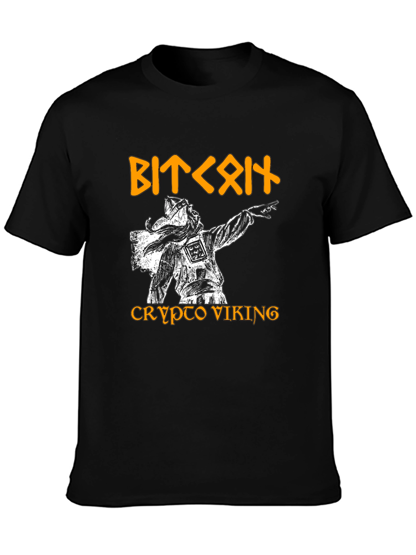 Black Crypto Viking Graphic Tee - Bitcoin Fan T-Shirt view 3